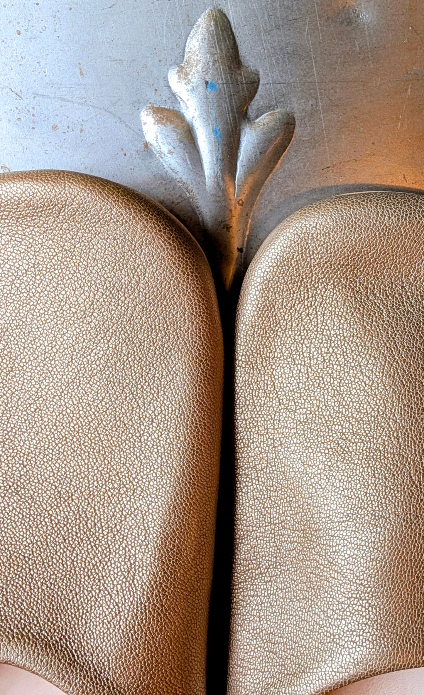 Soft leather metallic slippers .. size 41