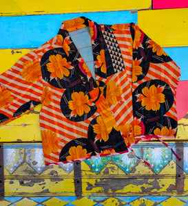 Graphic crop kantha jacket