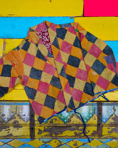 Graphic crop kantha jacket