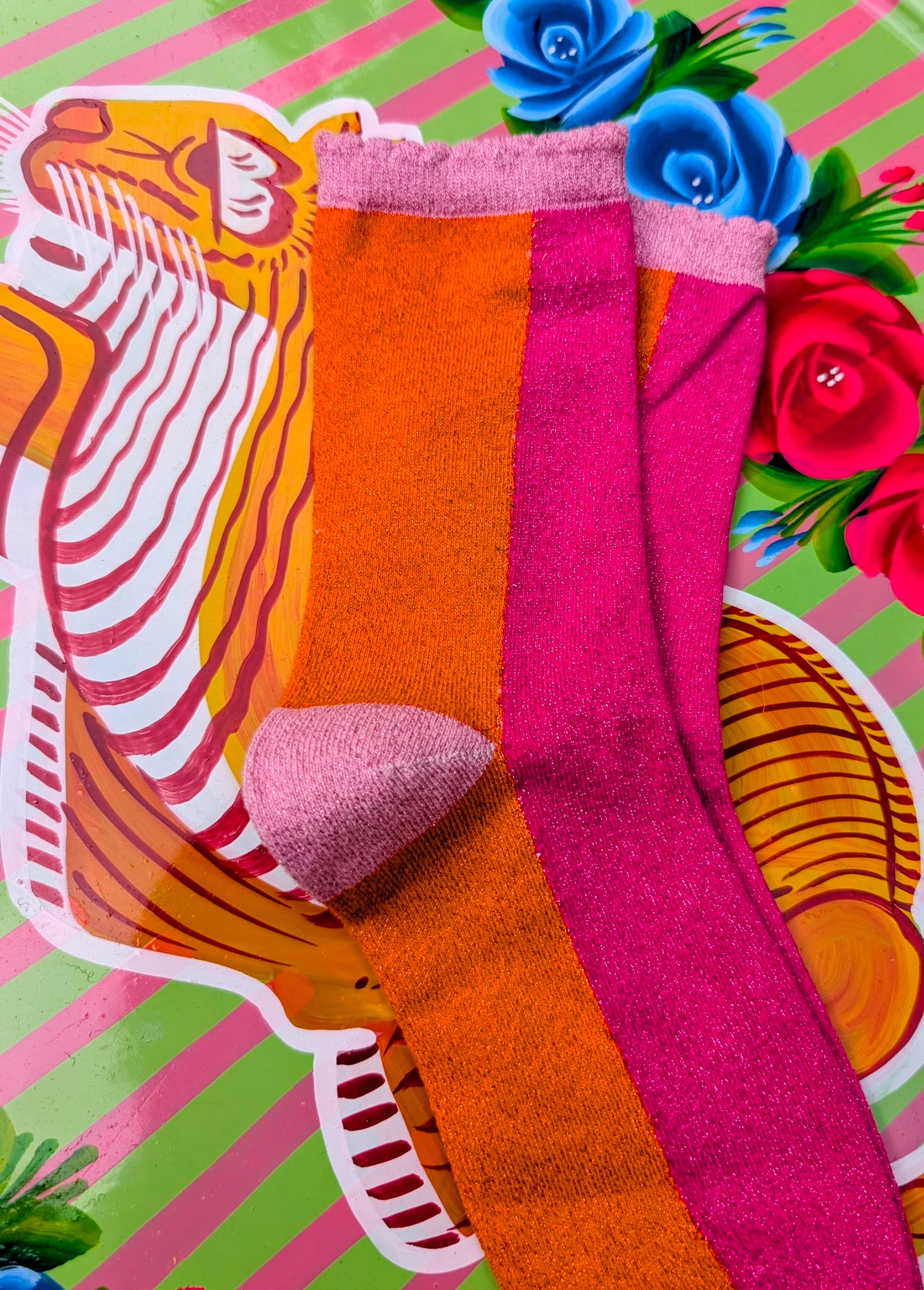 Colour block Glitter Socks