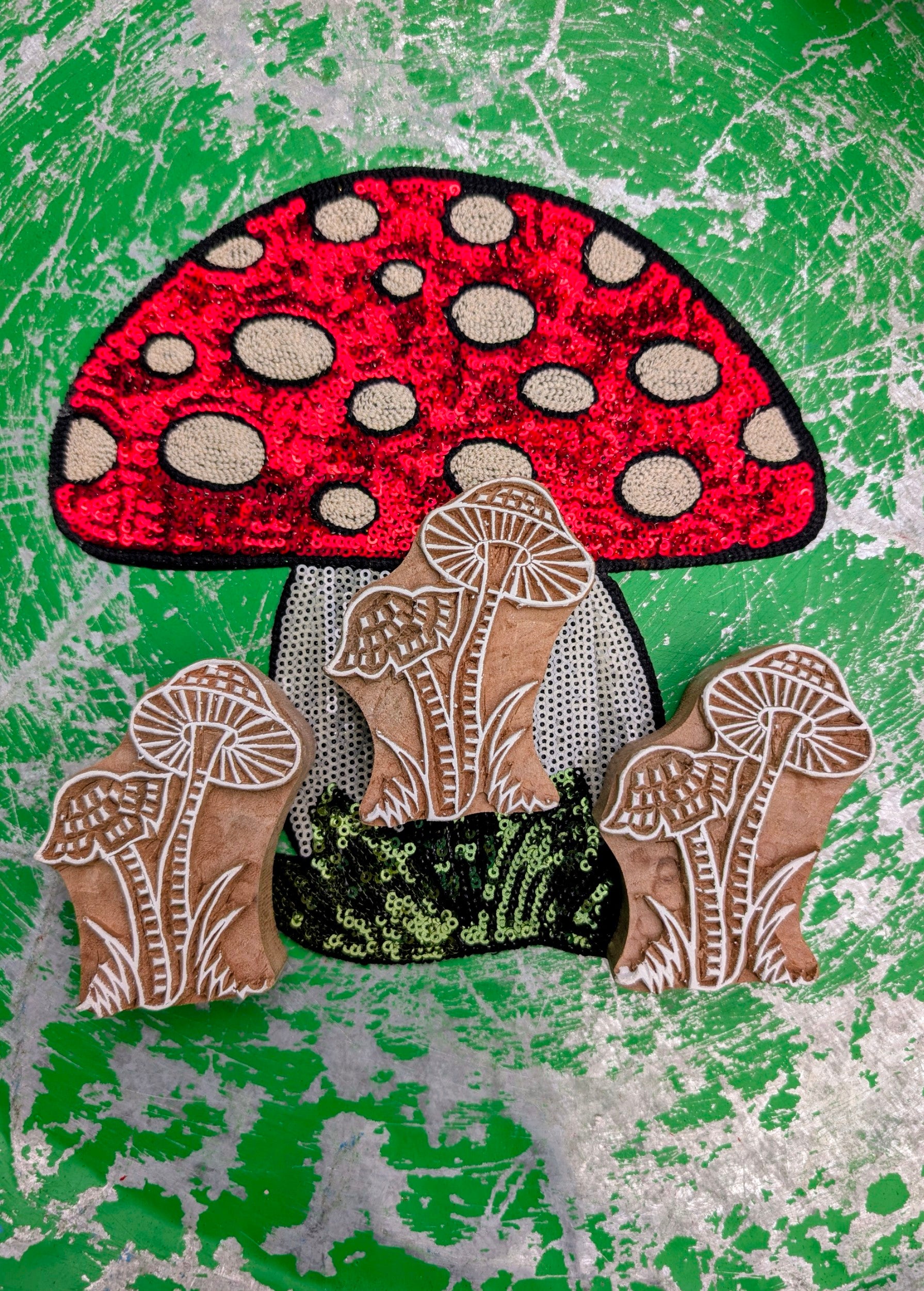 Toadstools wood blocks