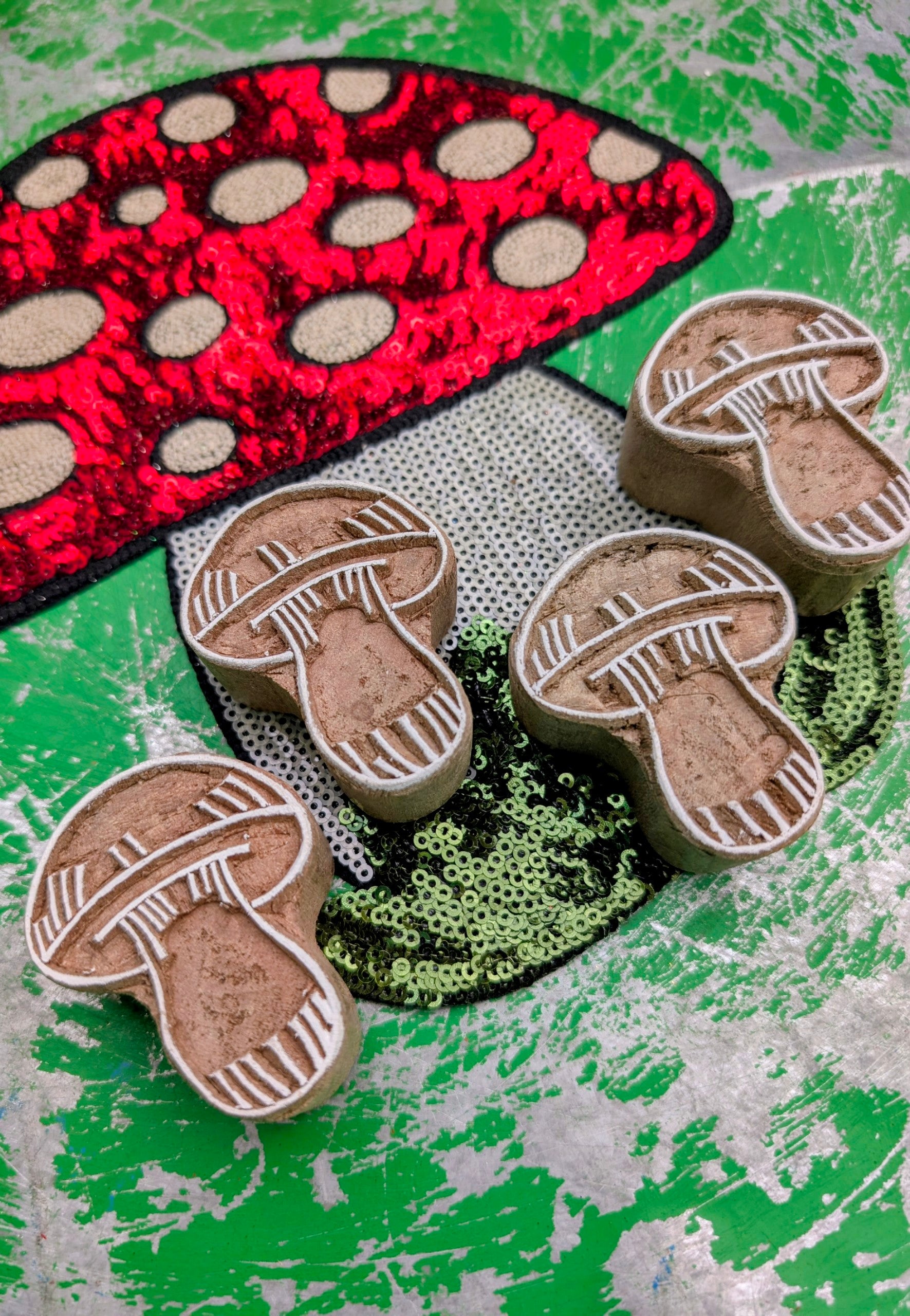 Toadstools wood blocks