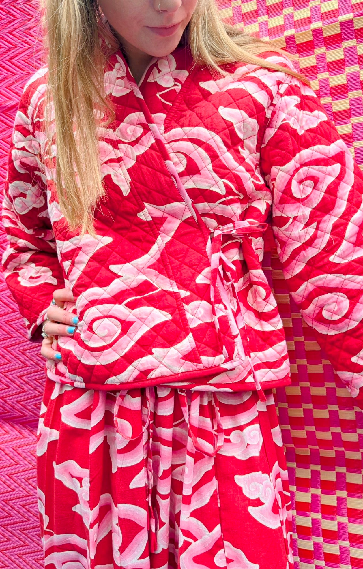 Cloud print quilted jacket