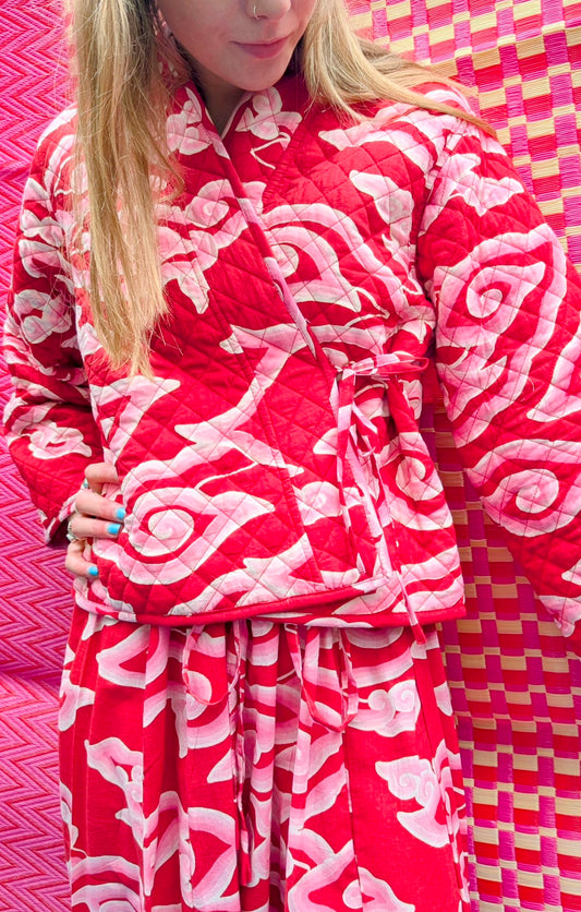 Cloud print quilted jacket