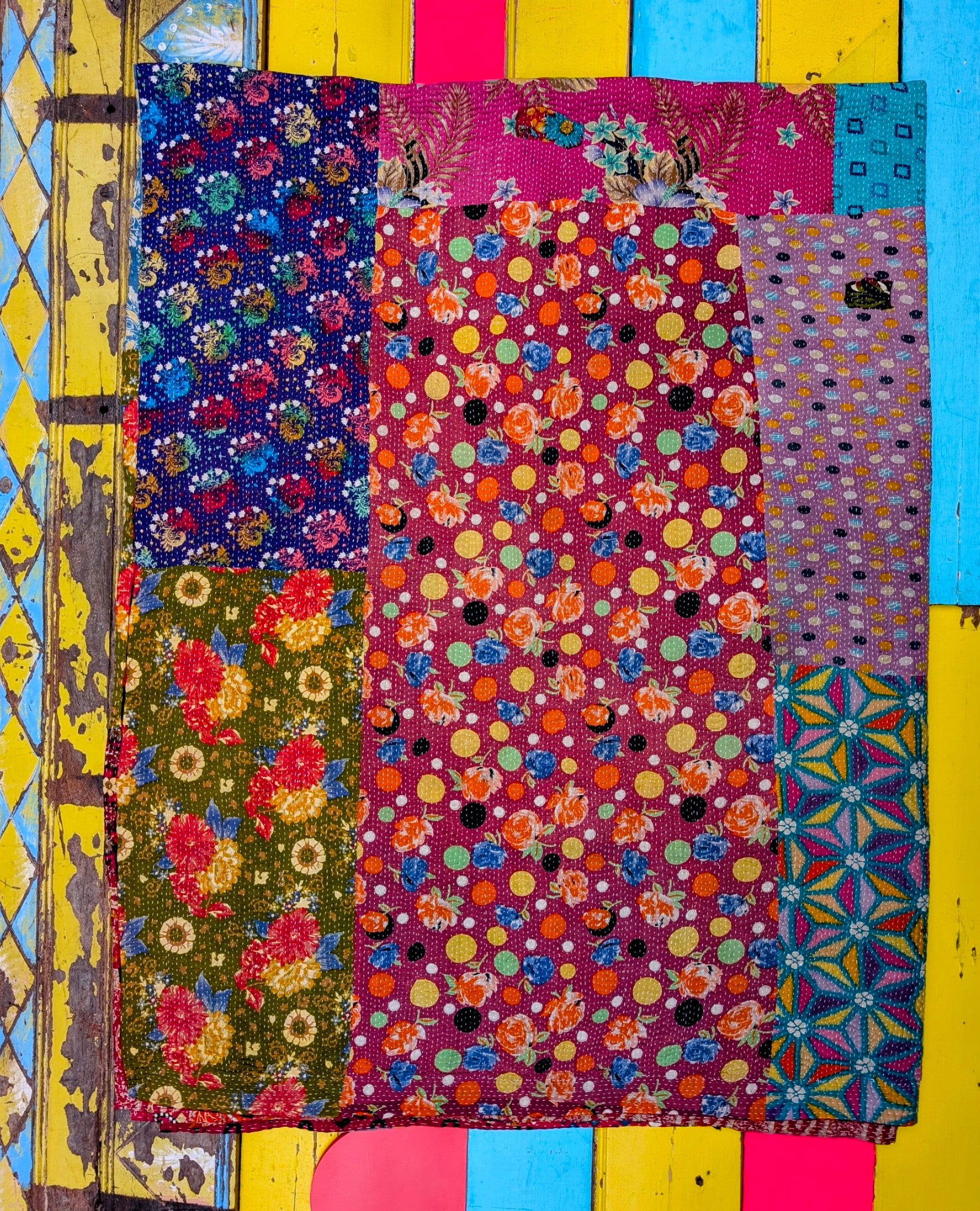 Floral graphic Kantha quilts - No 10