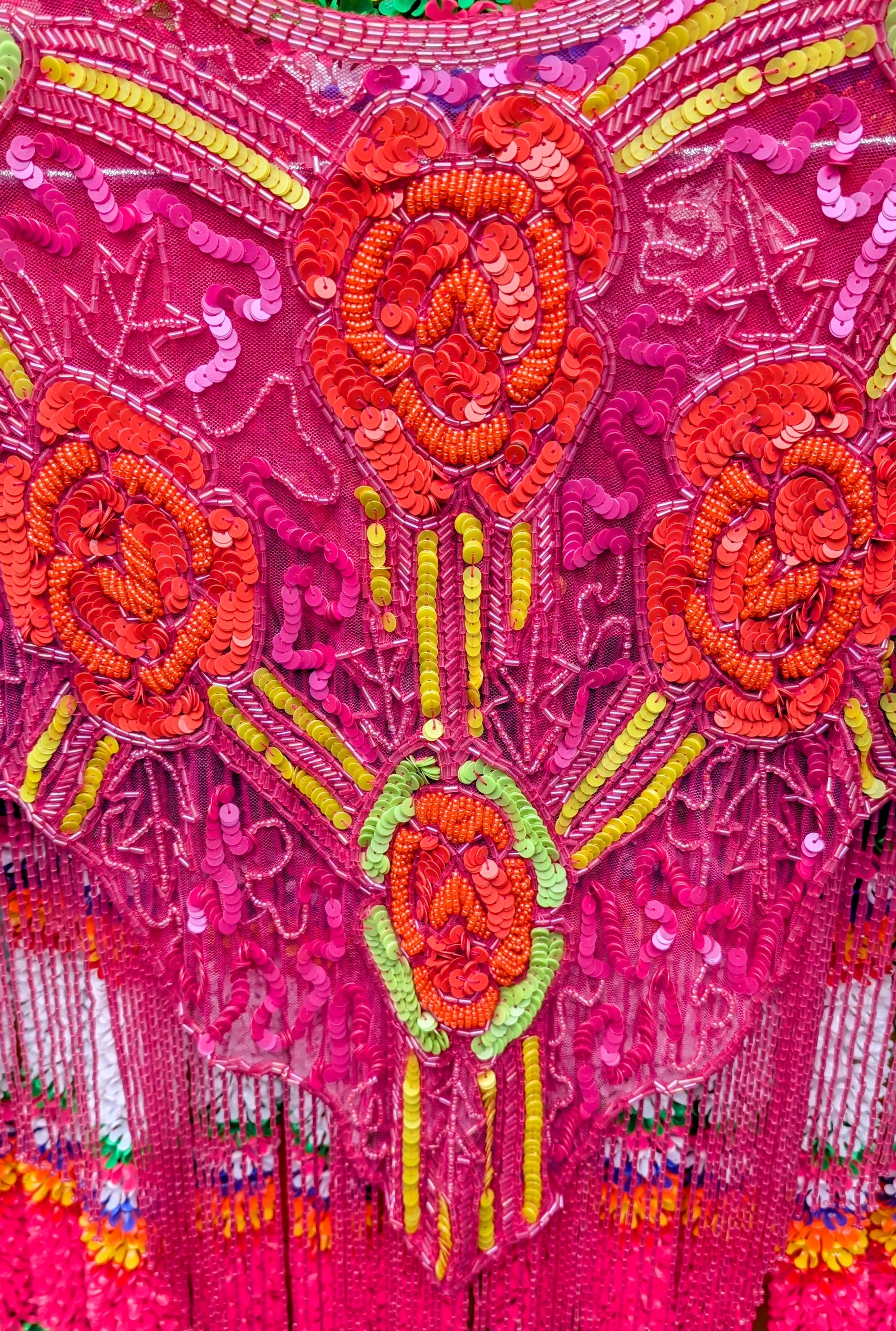 Folk florals sequin cape