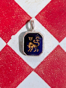 Glass intaglio zodiac pendants- silver