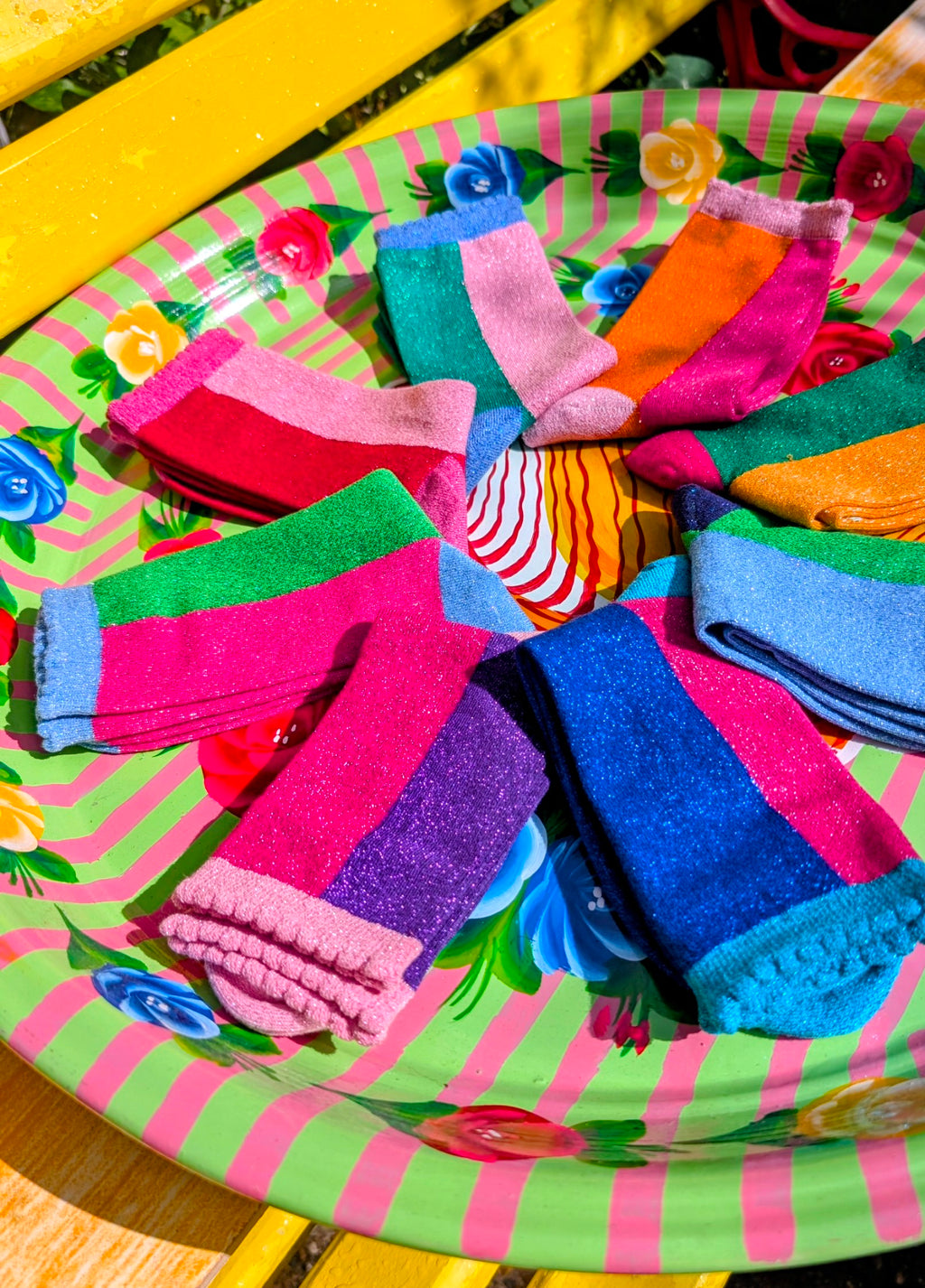 Colour block Glitter Socks
