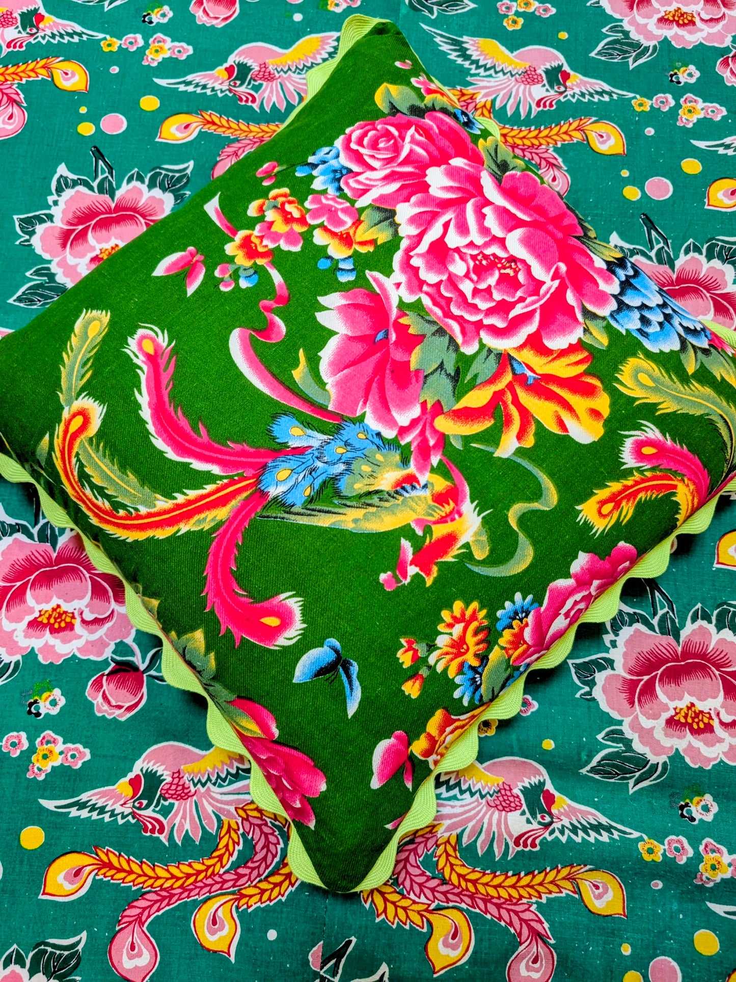 Shanghai peony and gingham cushions