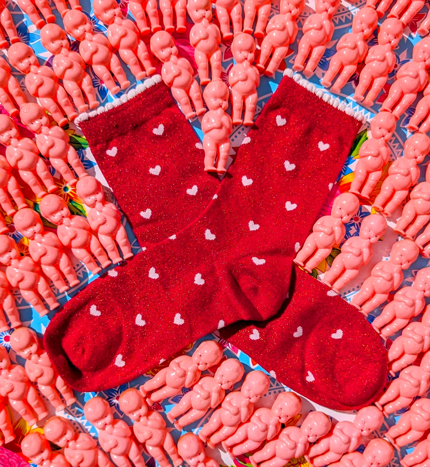 Kitschy heart glitter socks