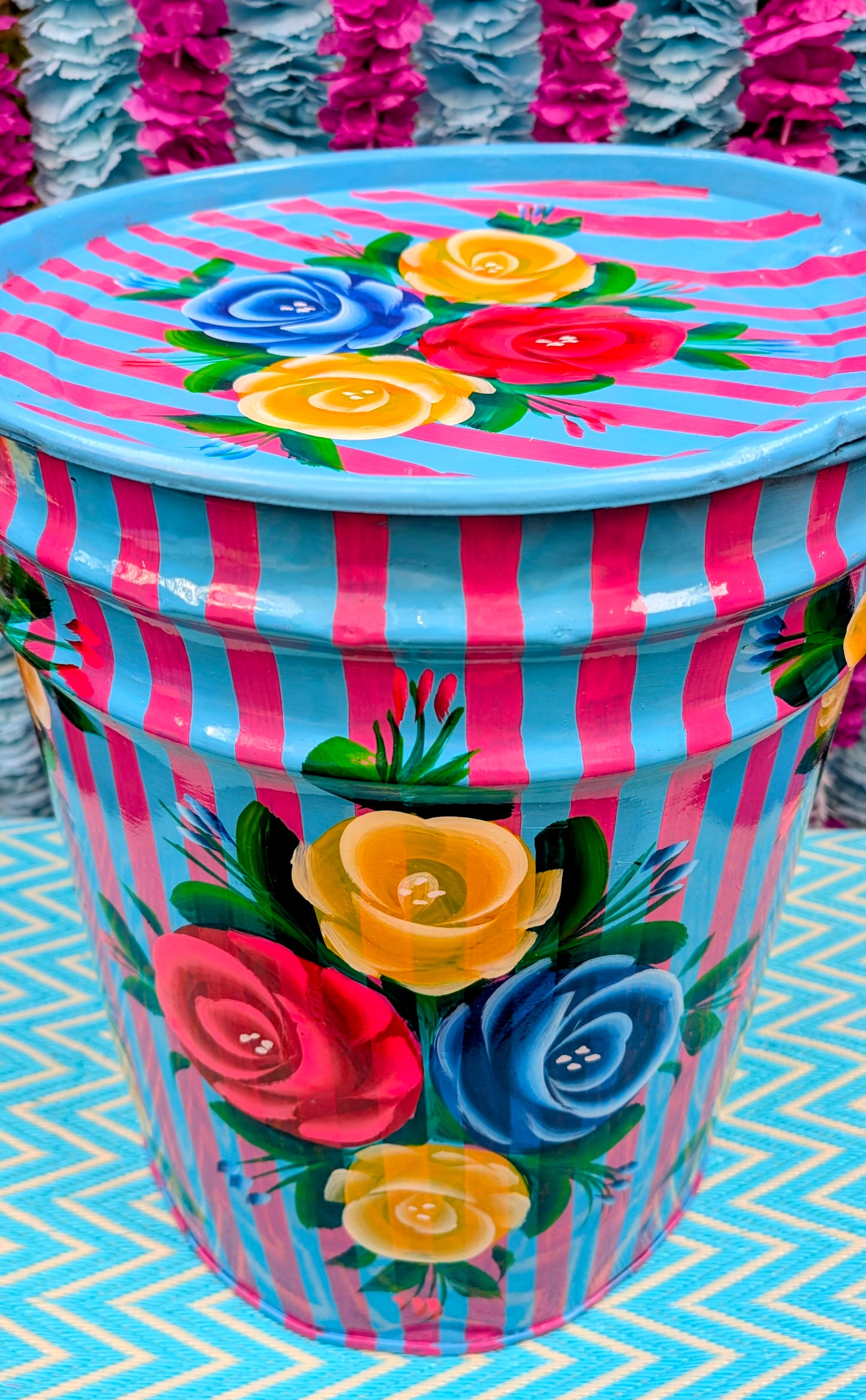 Recycled truck art barrels