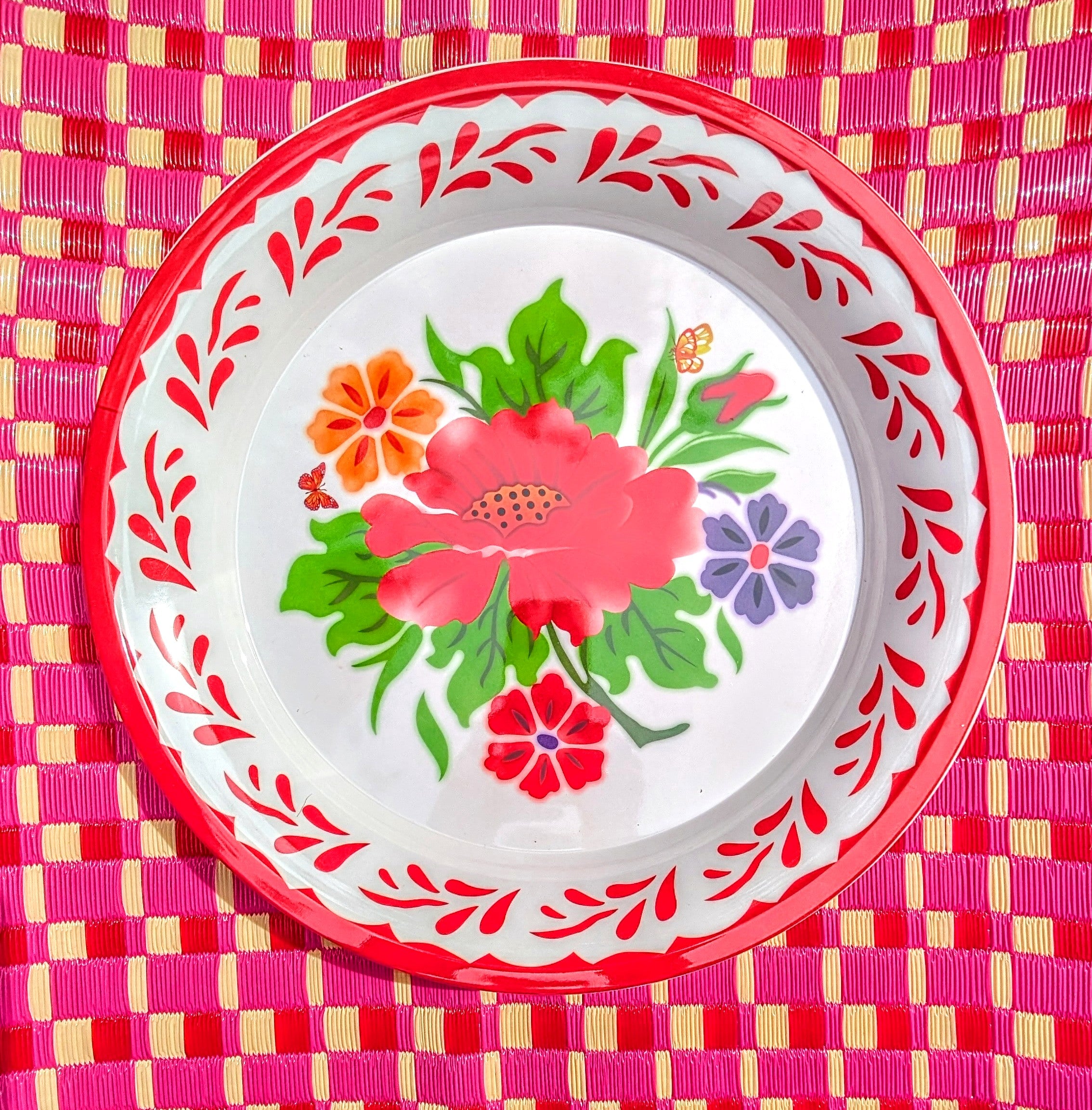 Melamine floral plates and trays