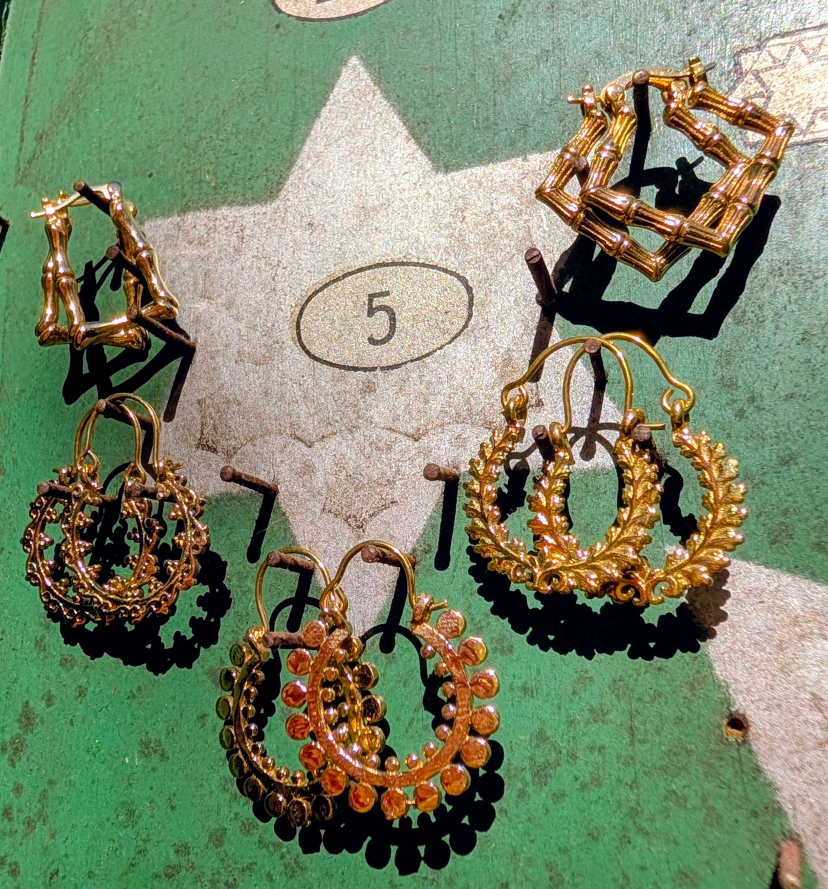 Fancy brassy Indian hoops - small