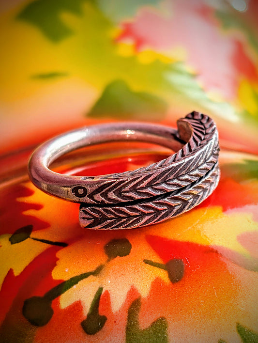 Heavenly heavy incised coiled rings, the chevron pattern resembles woodland ,fairy story fir branches. Available in sizes, but these are such soft silver they can be stretched or coiled in to fit.
The texture in these pieces show the malleable nature of this almost pure silver.
All pieces are hand made and hand finished using traditional methods.
Hill tribe silver has a higher content of silver, at 99.5-99.9% compared with sterling silver at 92.5%. This allows the silver to wear and soften differently from 