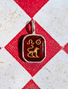 Glass intaglio zodiac pendants- silver