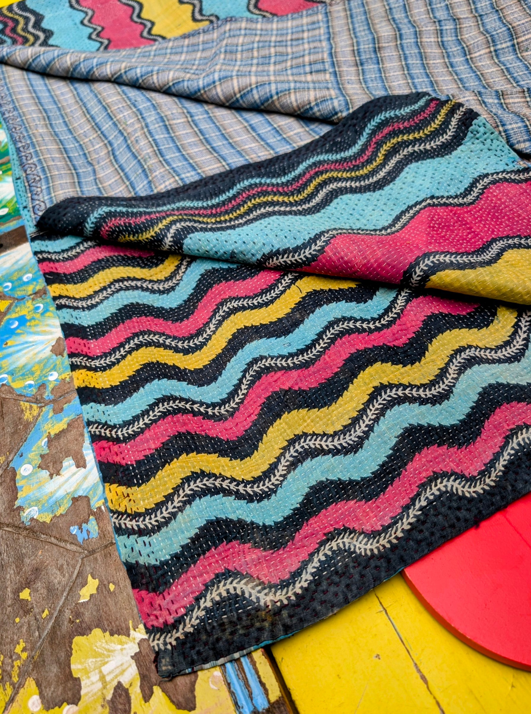 Floral graphic Kantha quilts - No 9