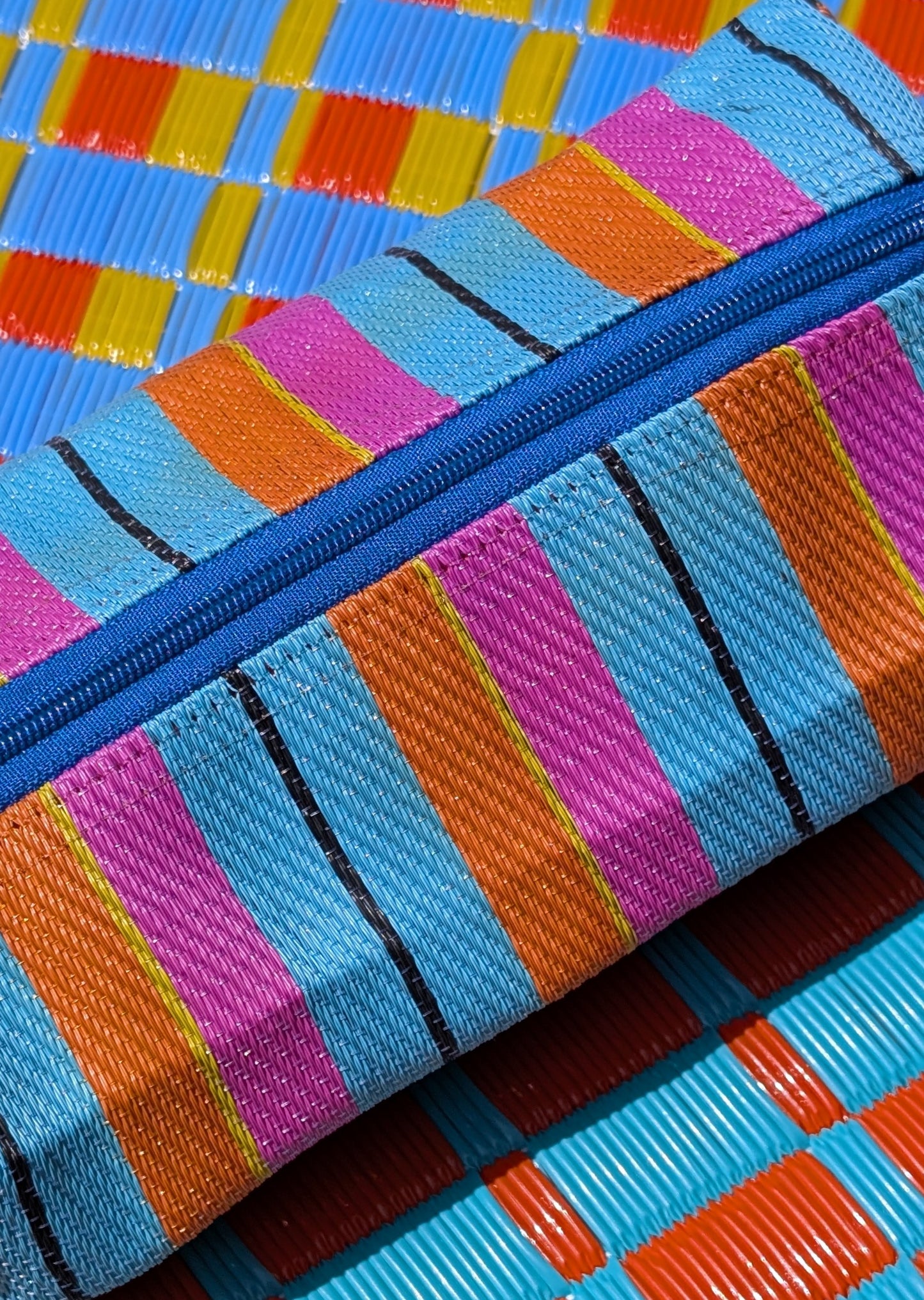 Recycled striped pencil case