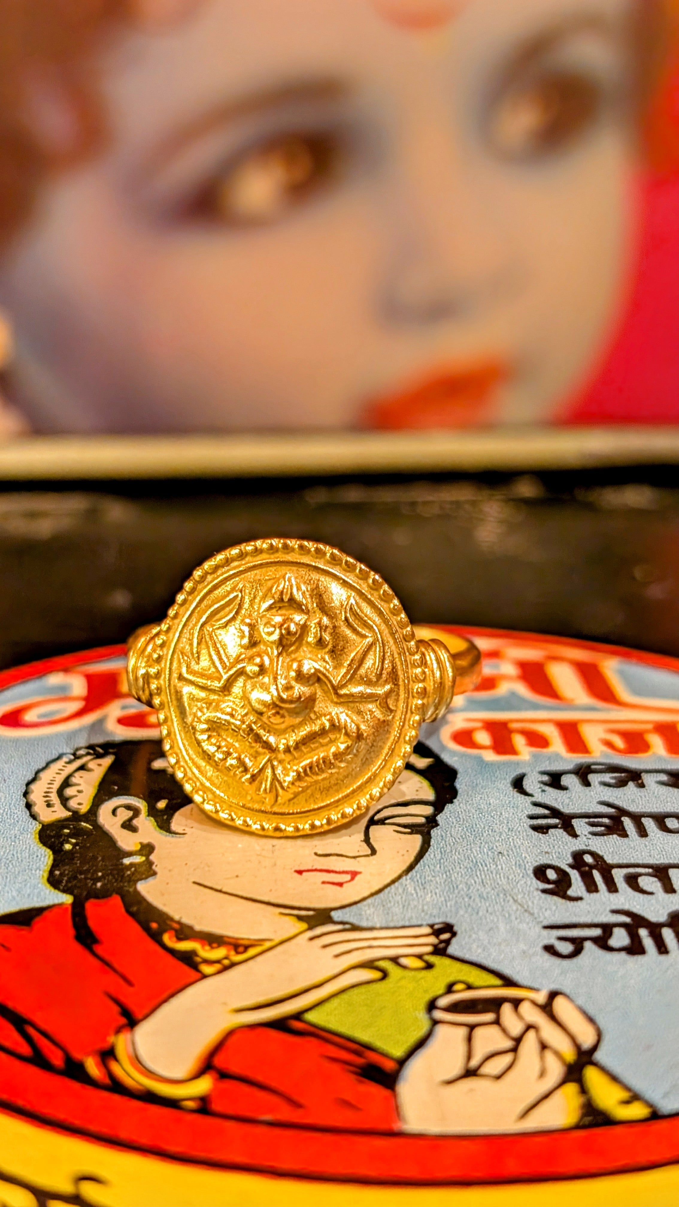 Gold plated god amulet rings