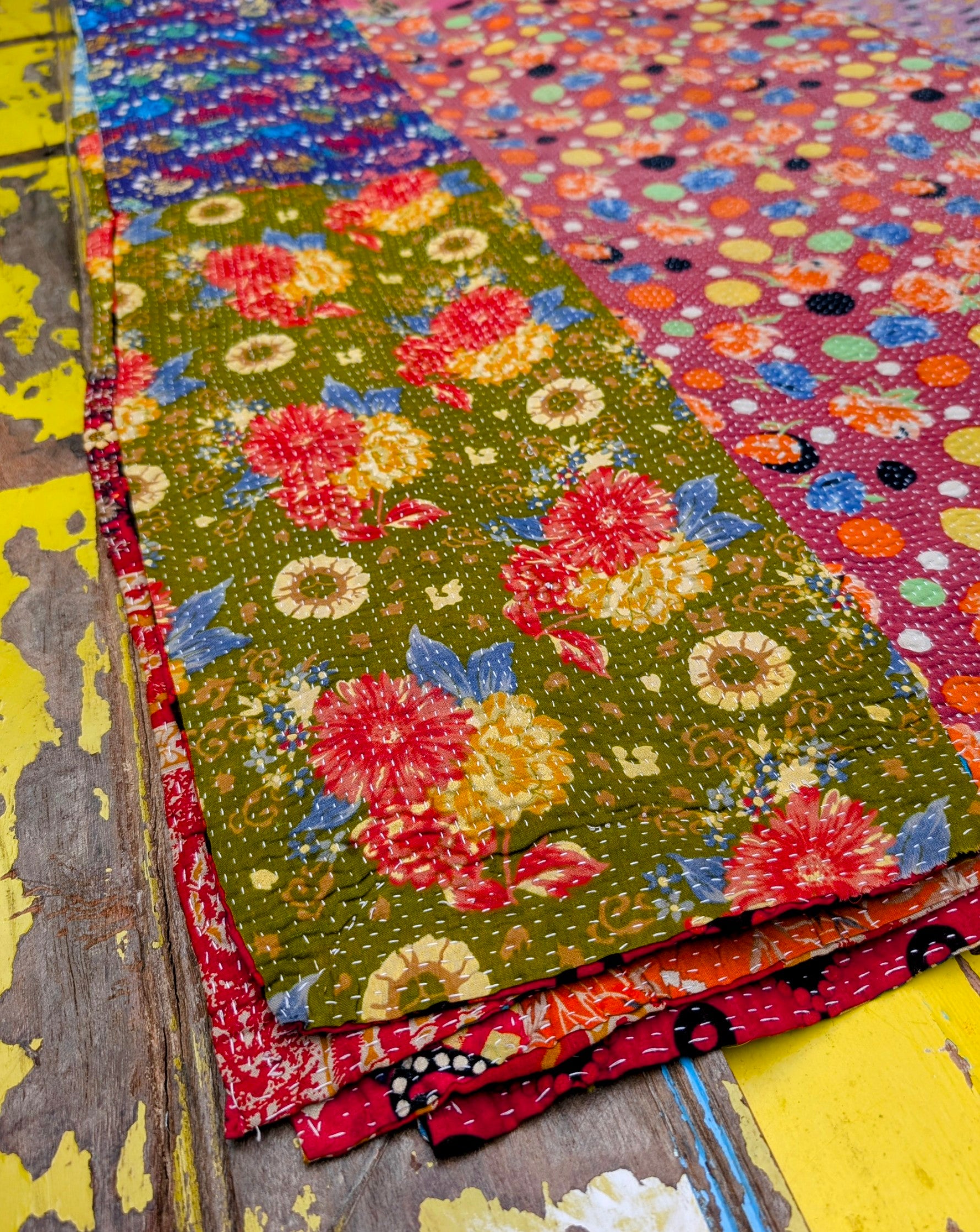 Floral graphic Kantha quilts - No 10