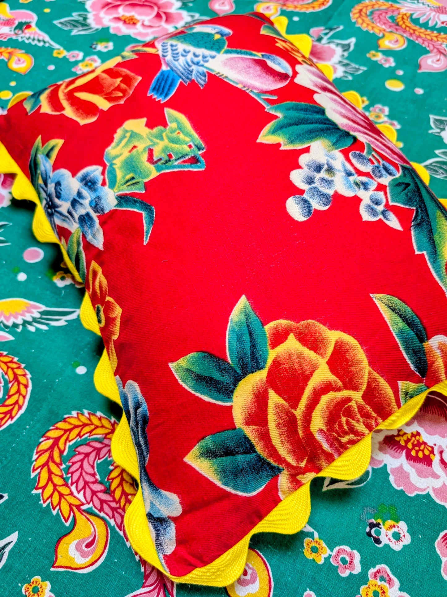 Shanghai peony and gingham cushions