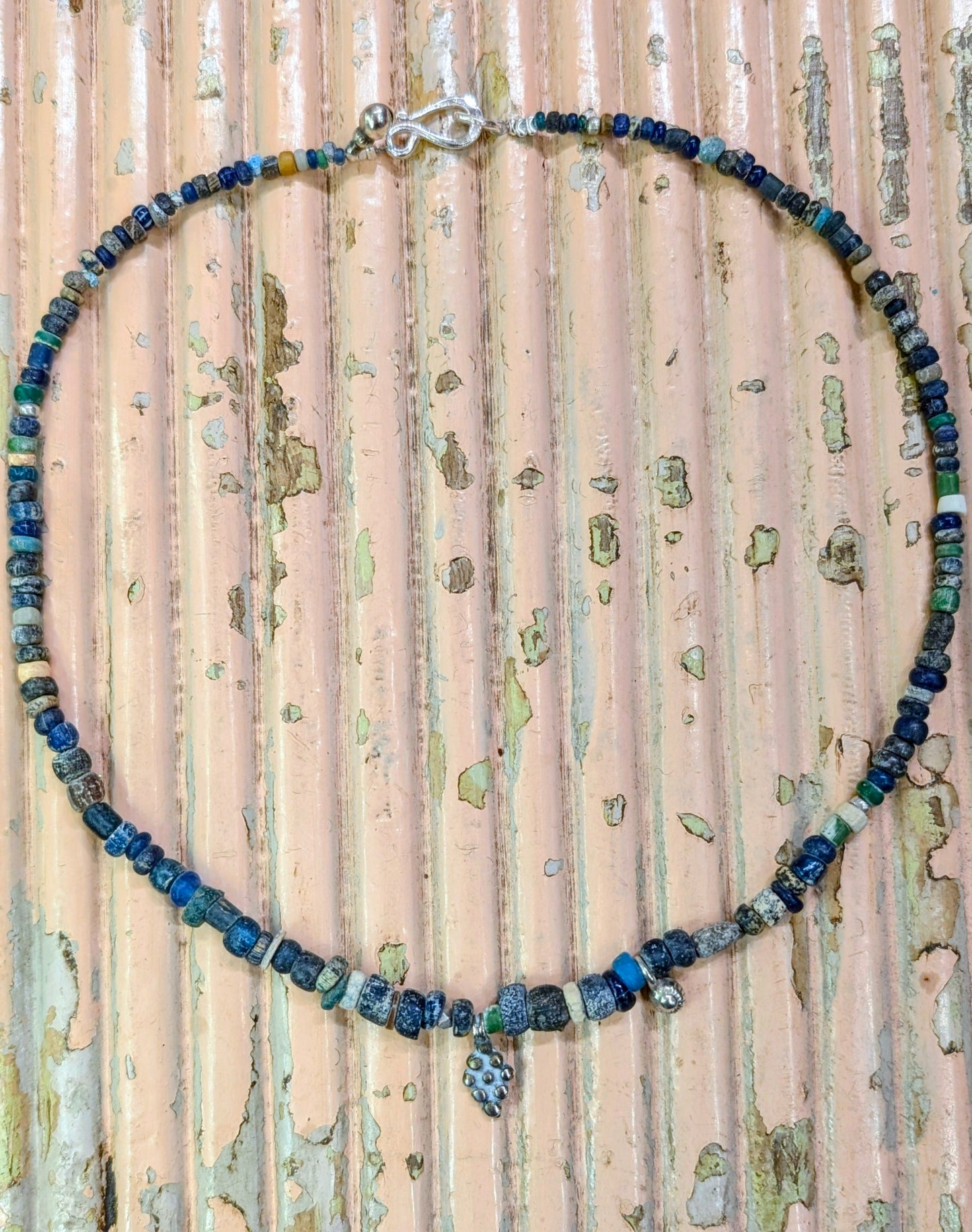 Antique excavated blue glass beads