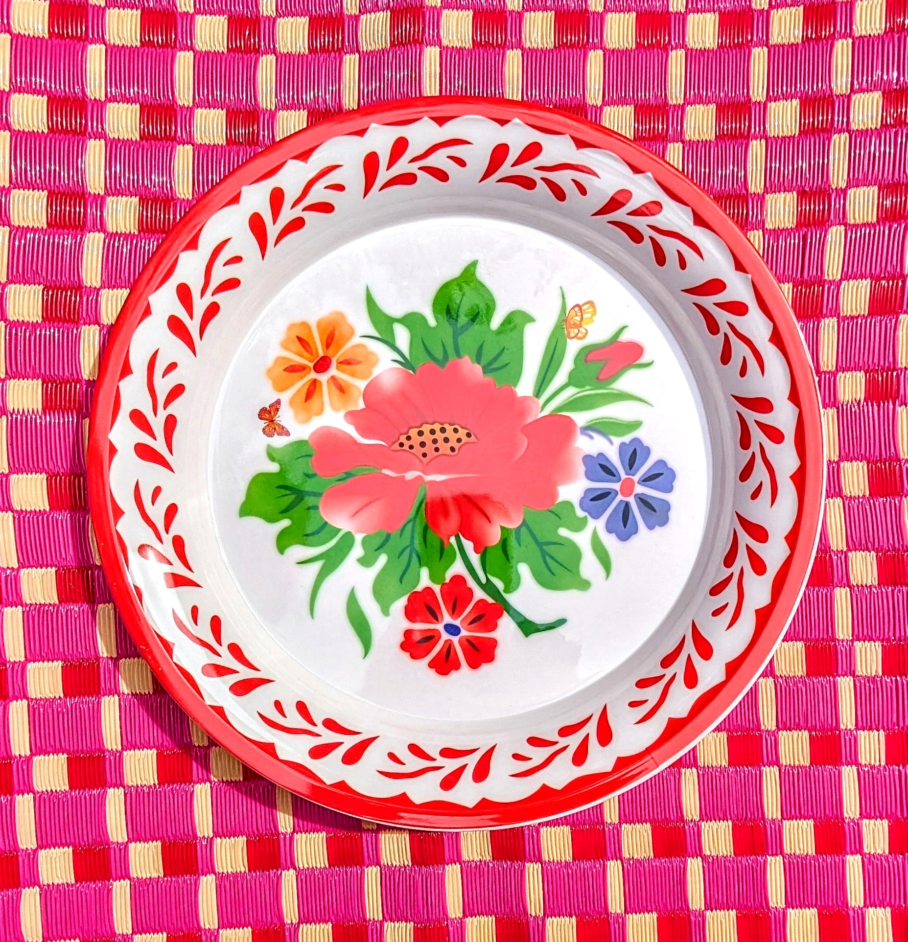 Melamine floral plates and trays