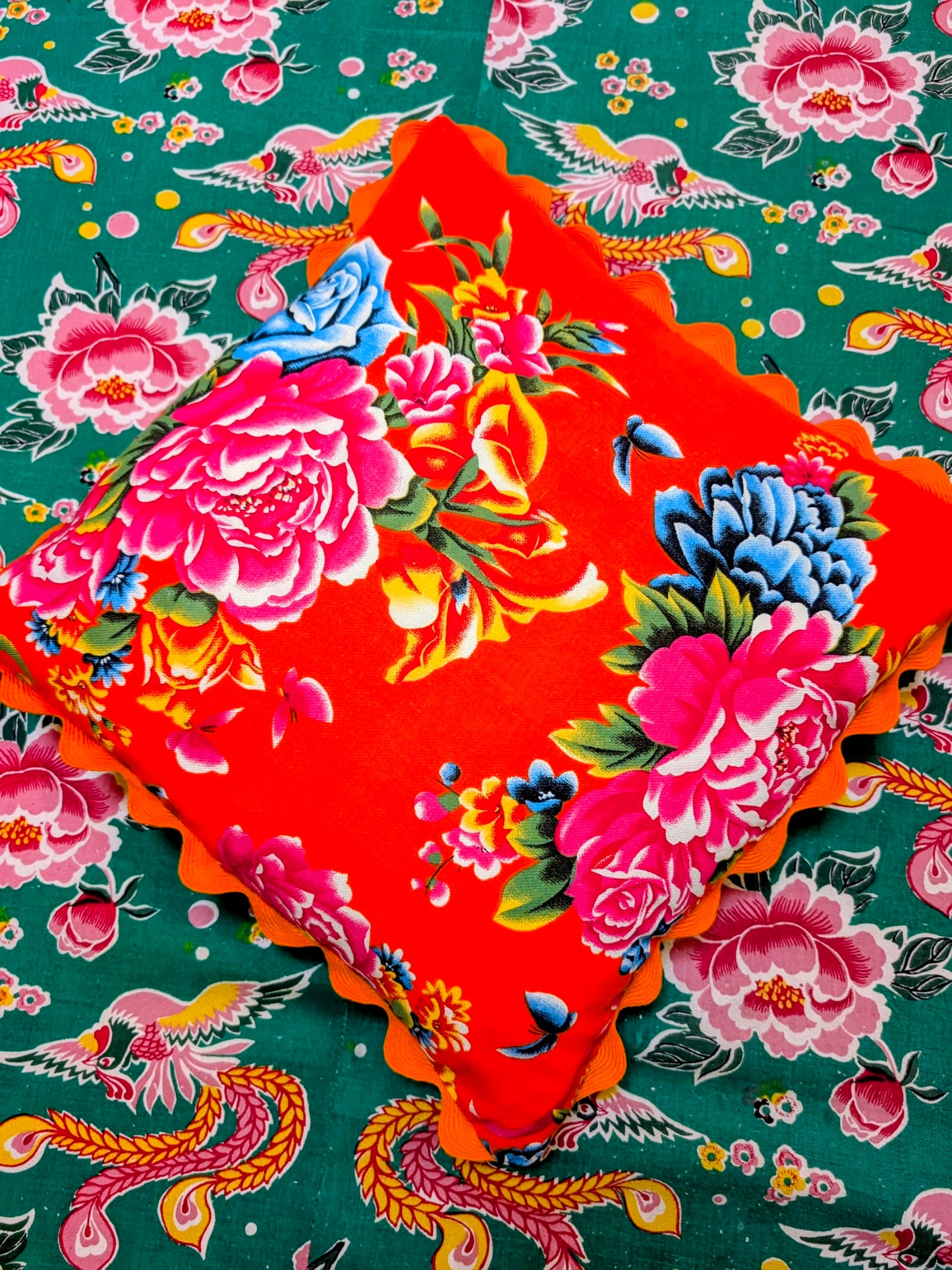 Shanghai peony and gingham cushions