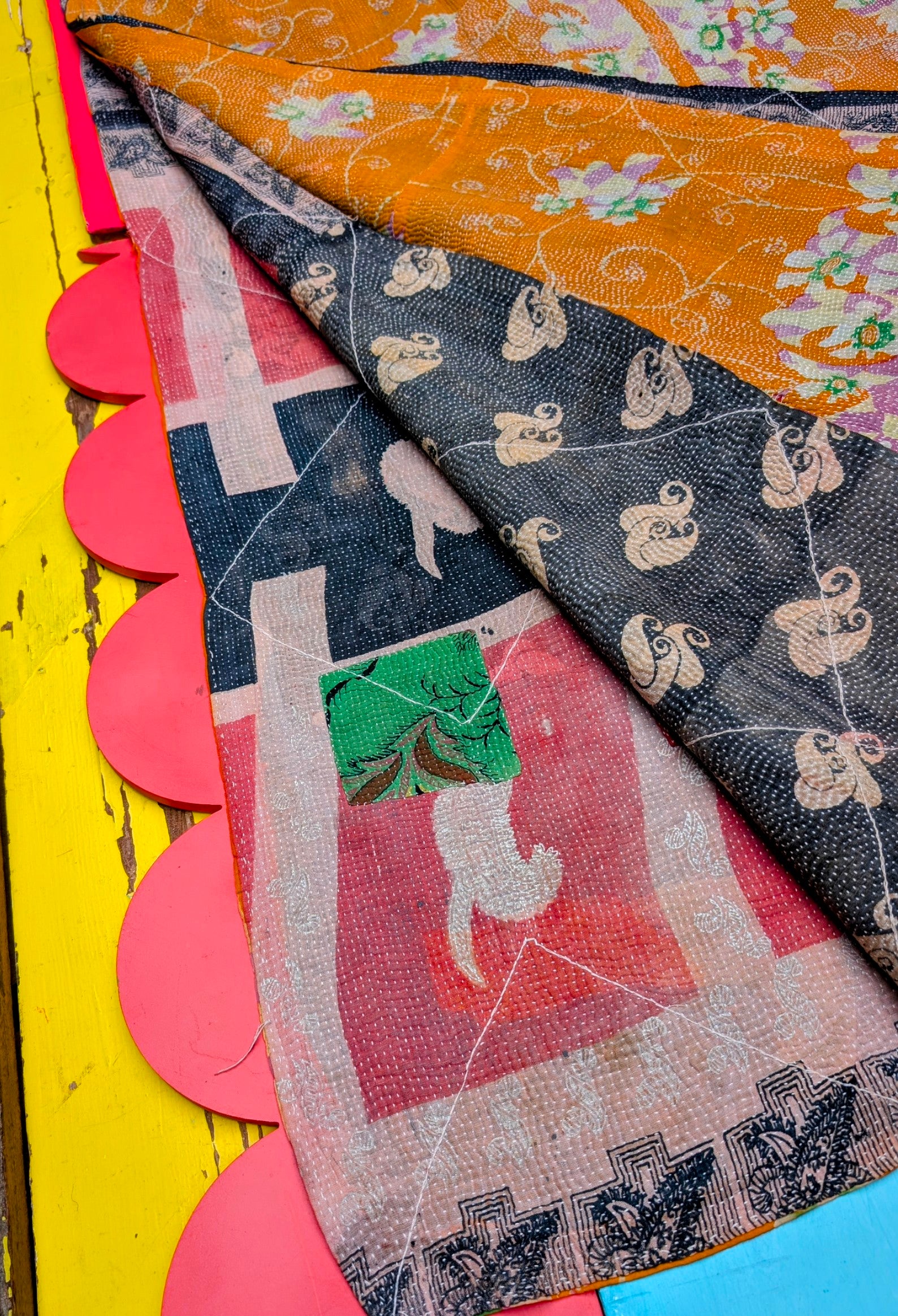 Floral graphic Kantha quilts - No 4
