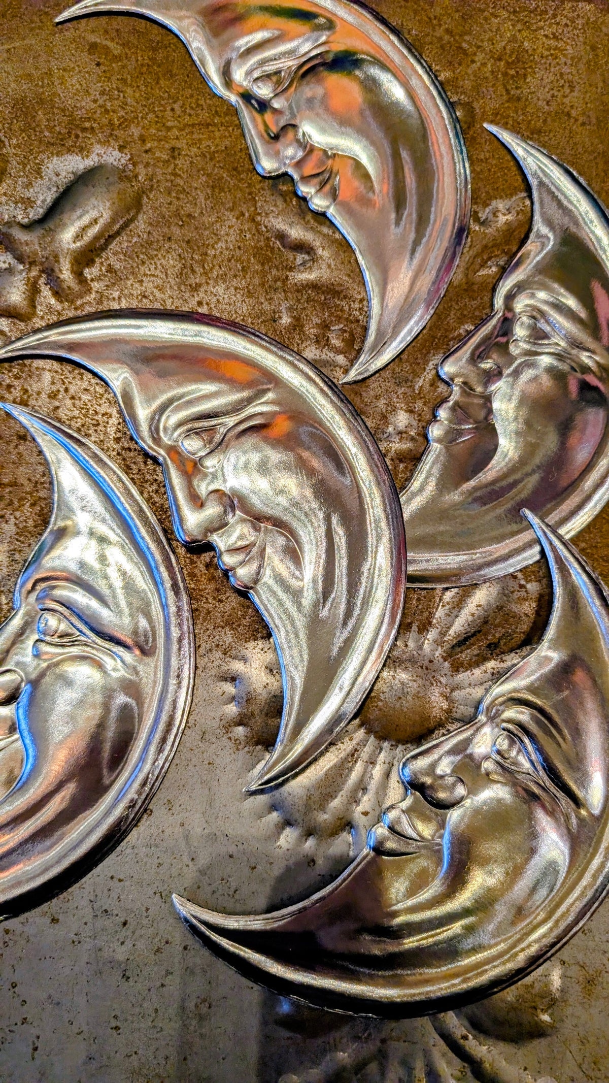 Gold and silver Dresden moons and sun