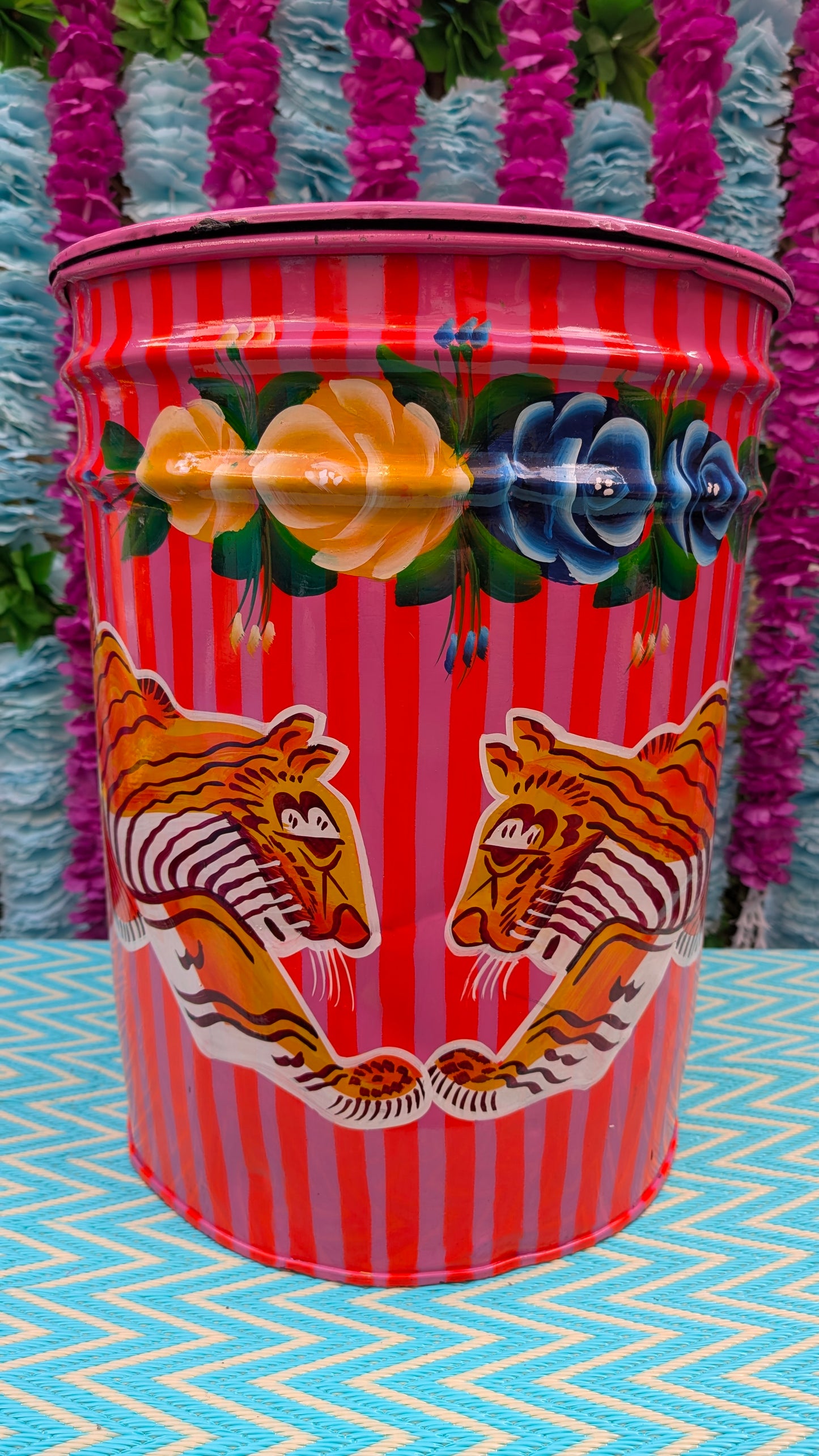 Recycled truck art barrels