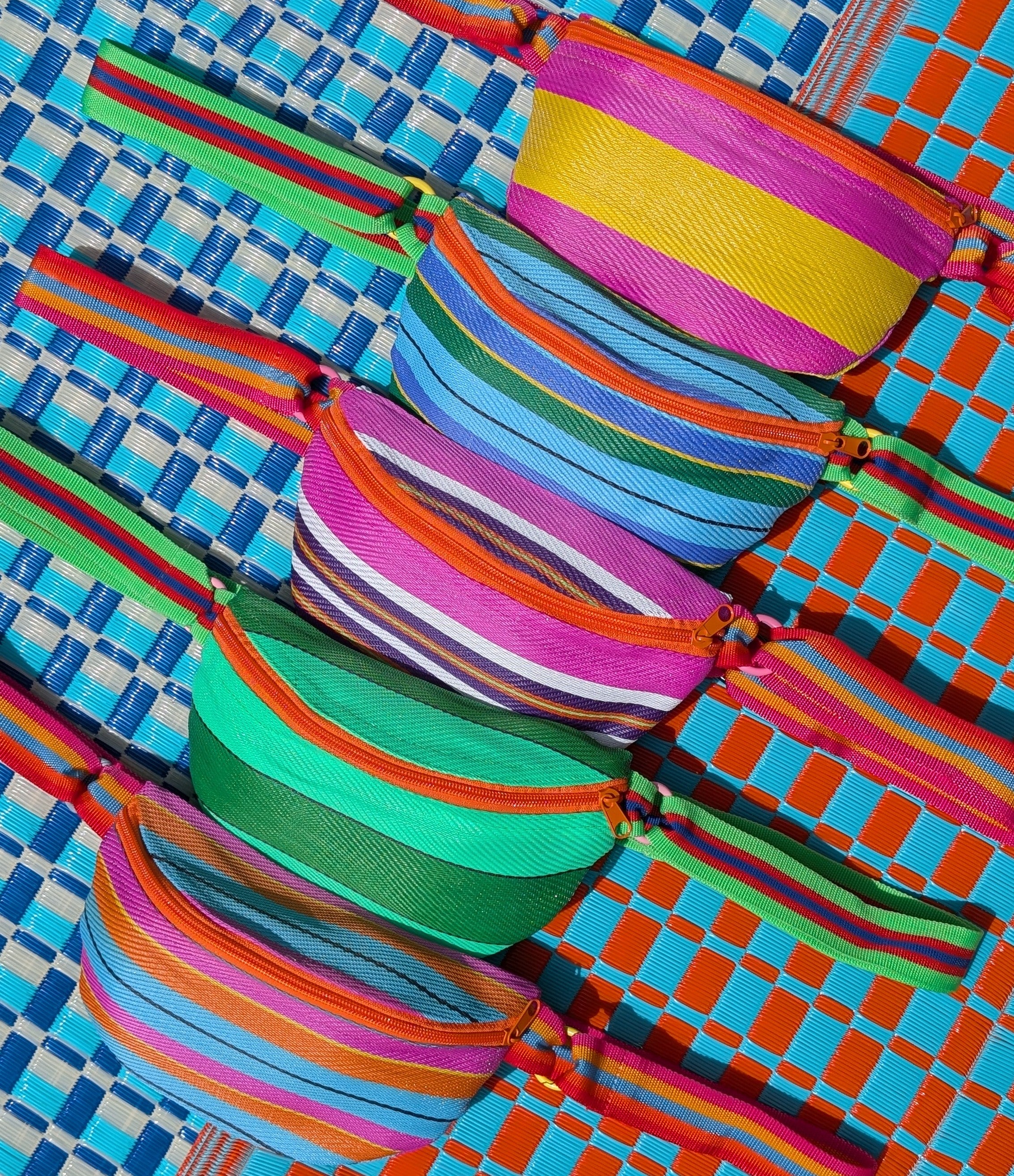 Recycled plastic stripes bum bag