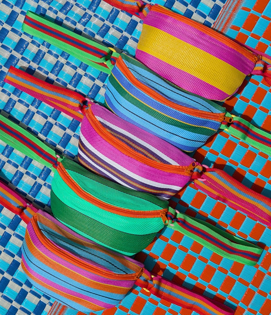Recycled plastic stripes bum bag