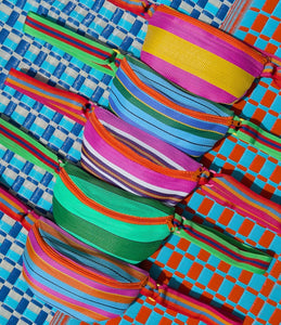 Recycled plastic stripes bum bag