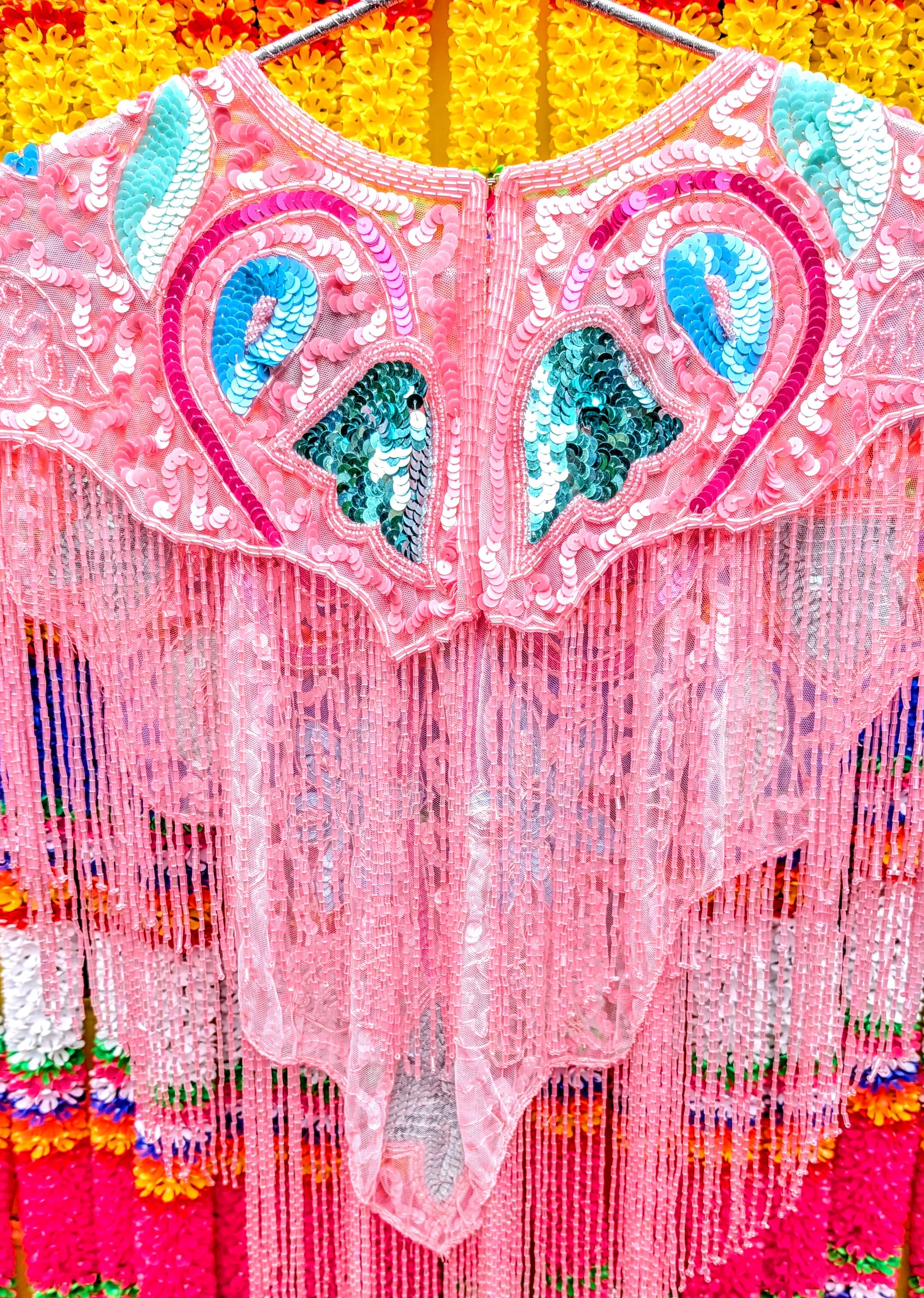 Folk florals sequin cape