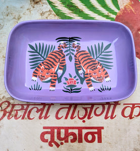 Hand painted tiger trinket tray