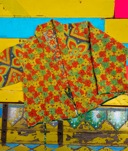 Graphic crop kantha jacket