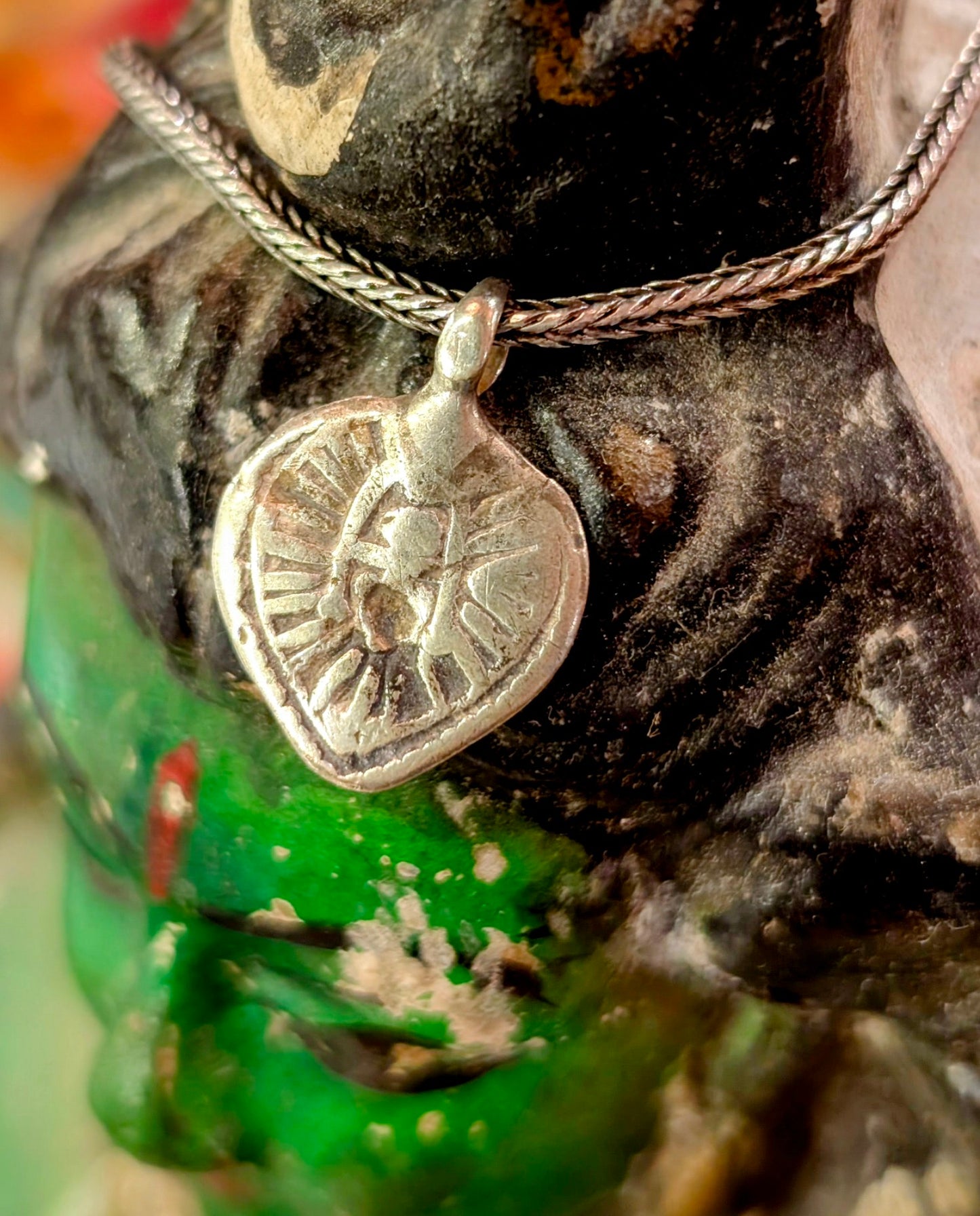 Antique Indian god amulet pendants - Surya