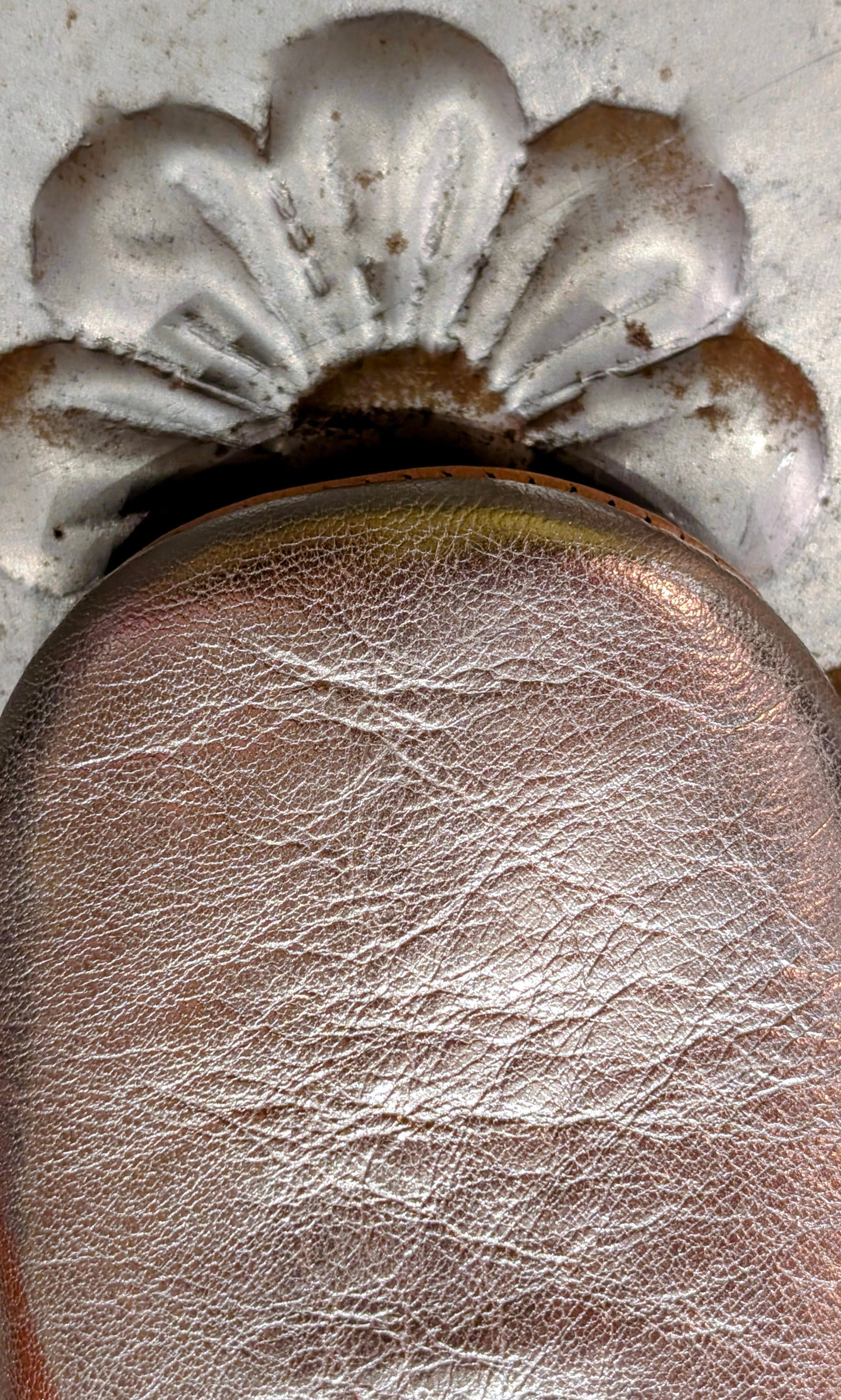 Soft leather metallic slippers .. size 38