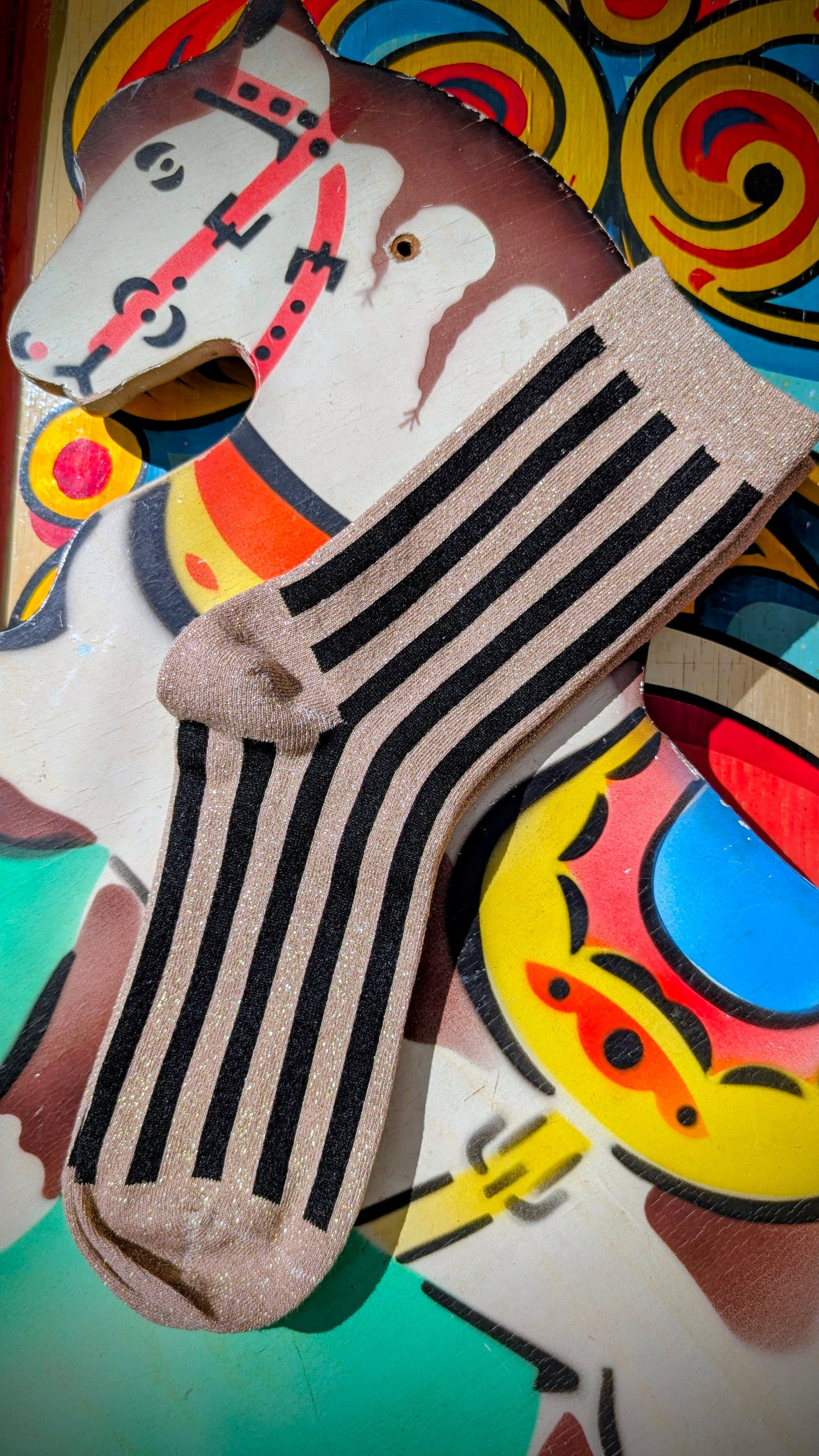 Circus stripes glitter socks