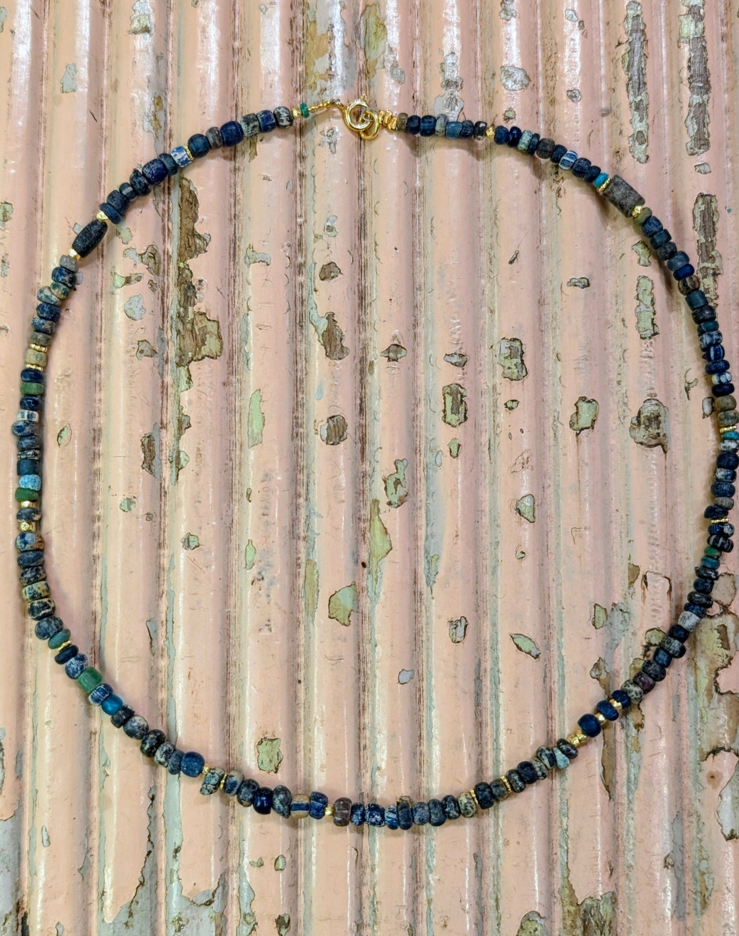 Antique excavated blue glass beads