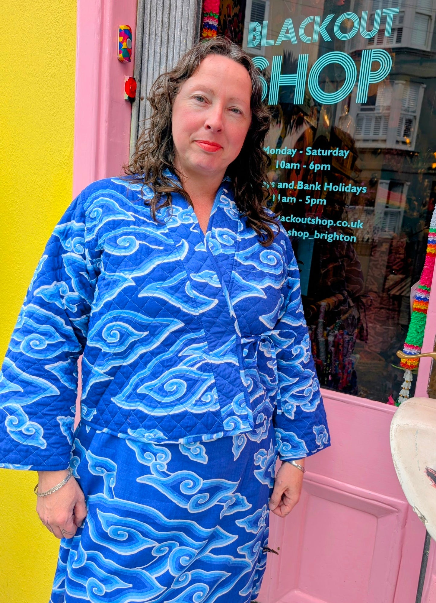 Cloud print quilted jacket