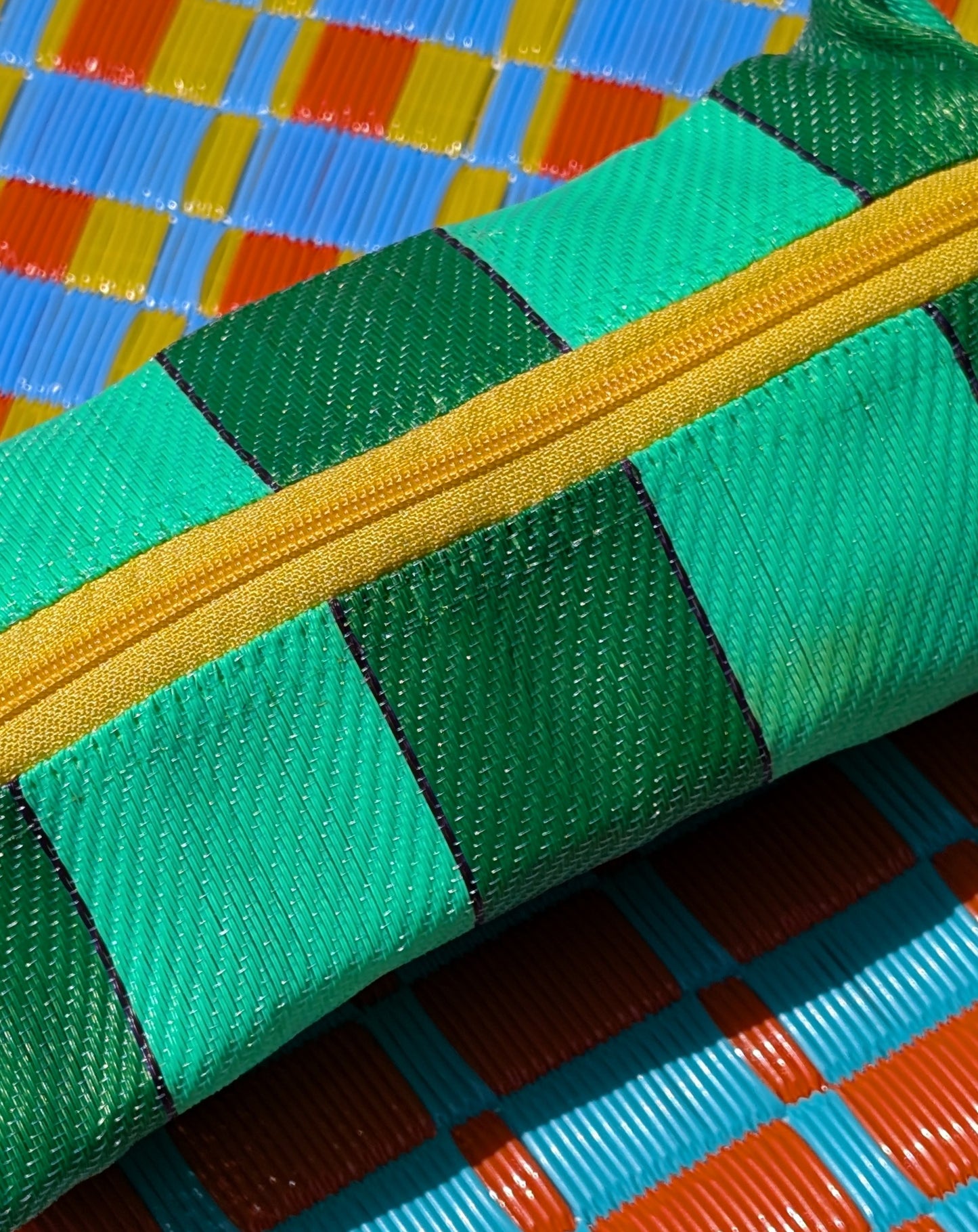 Recycled striped pencil case