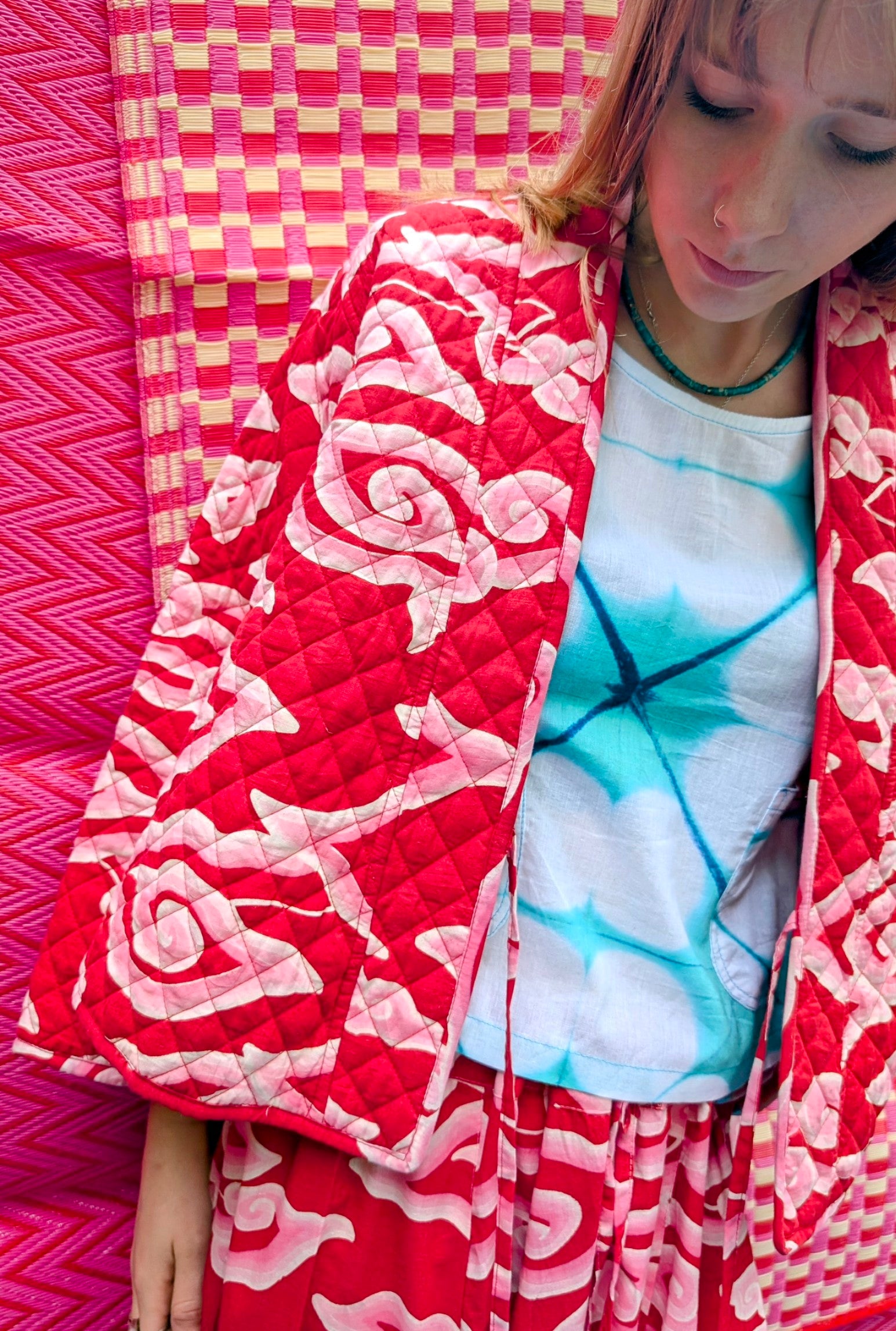 Cloud print quilted jacket