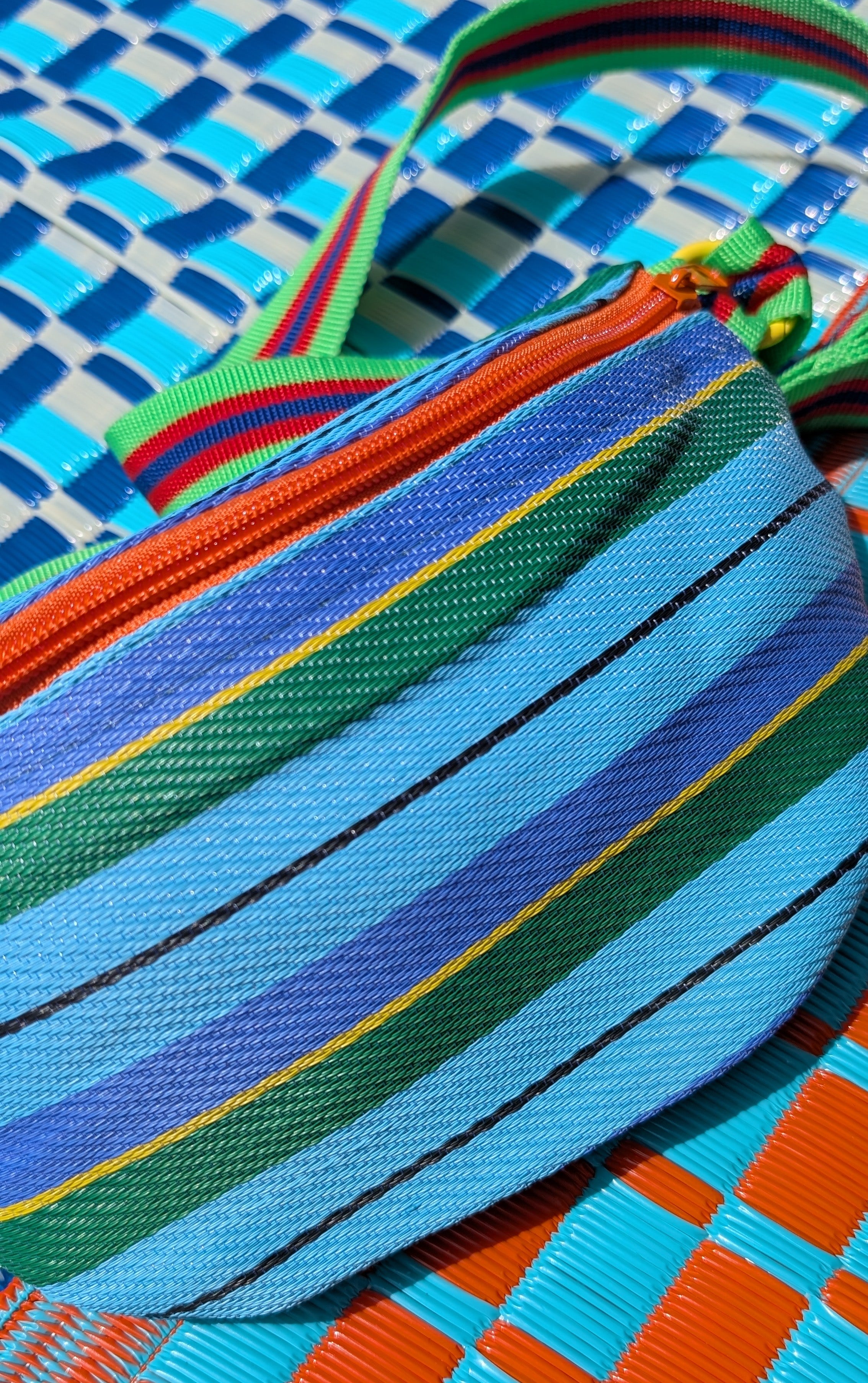 Recycled plastic stripes bum bag