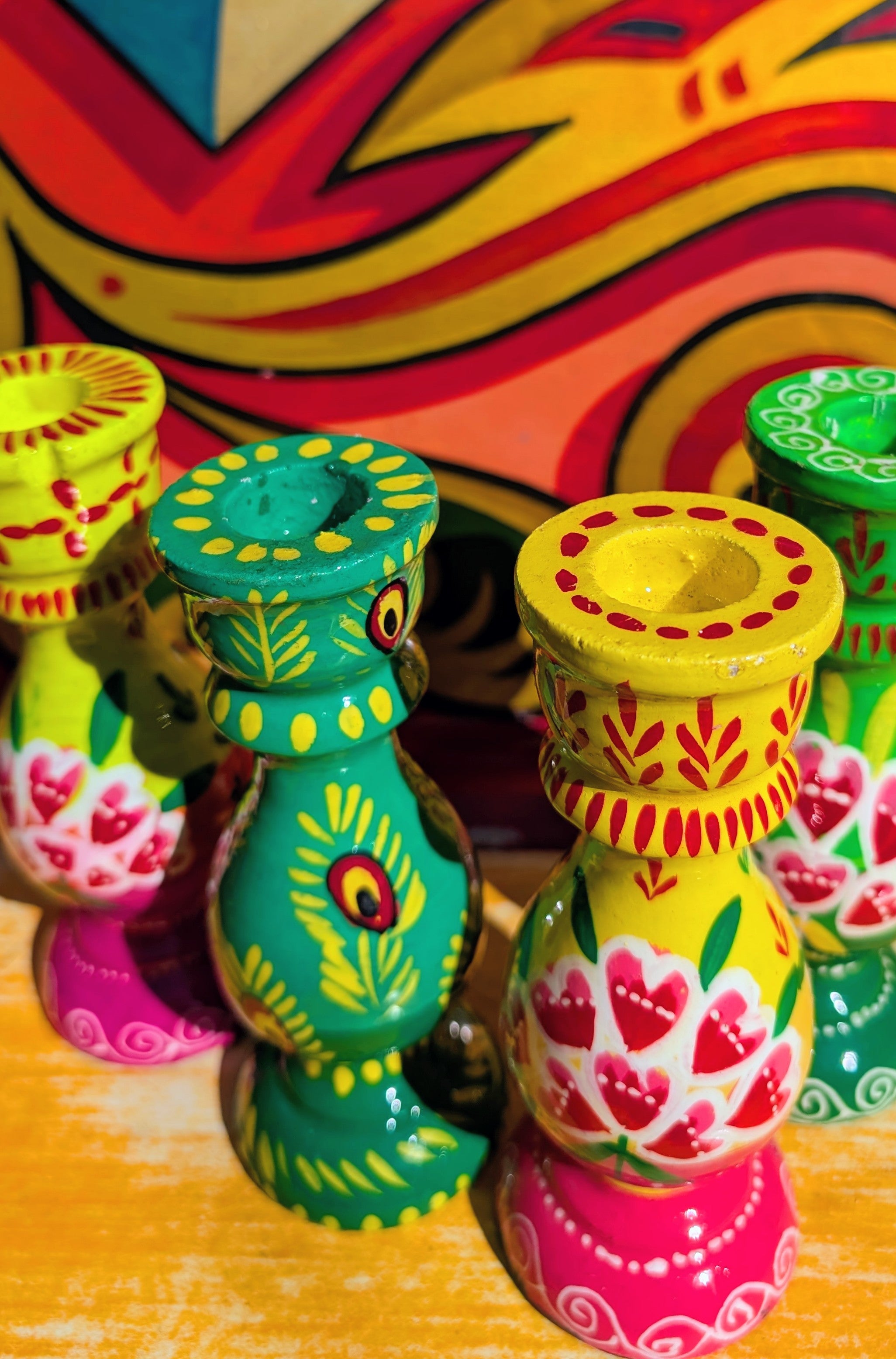 Hand painted candle sticks