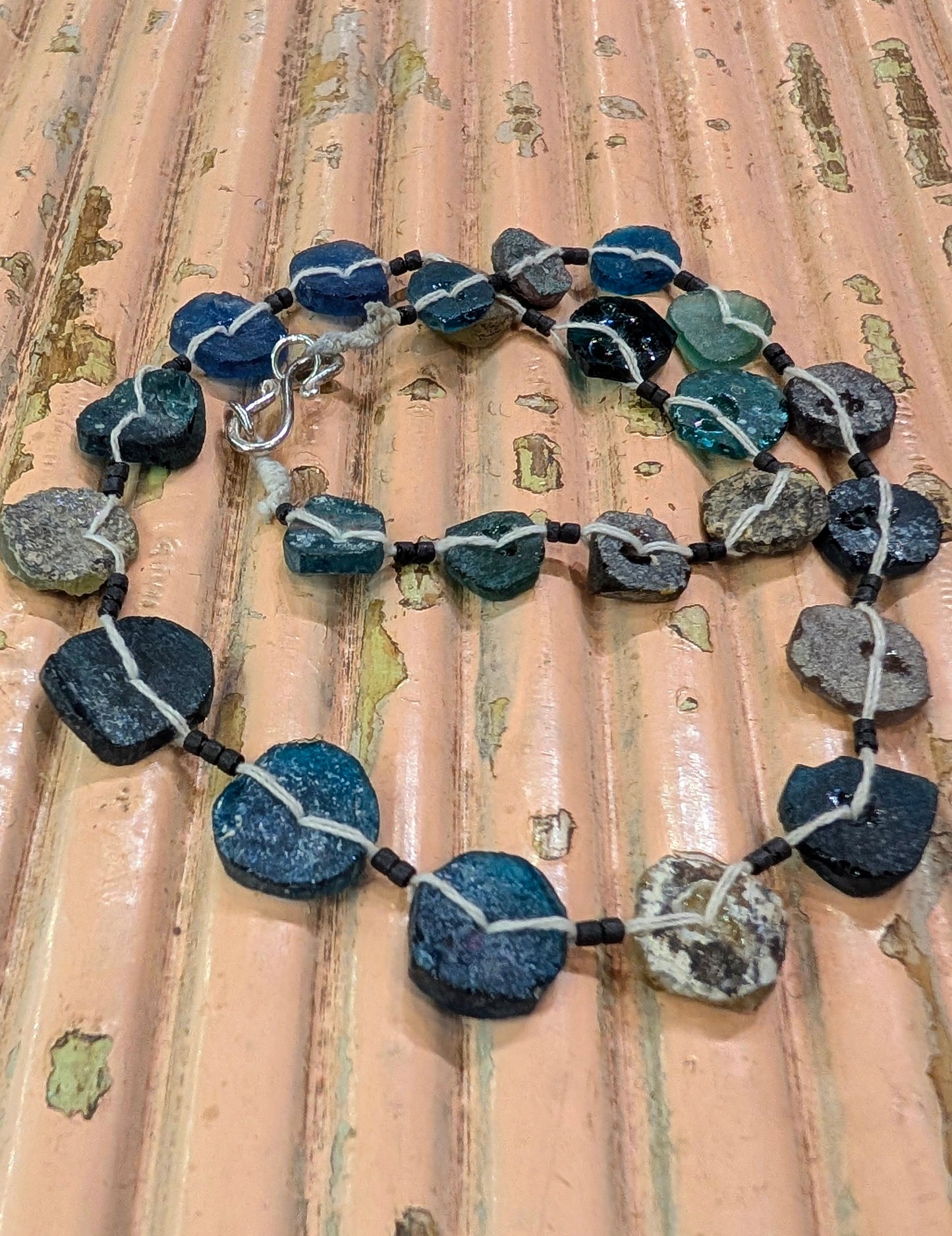 Antique excavated blue glass beads