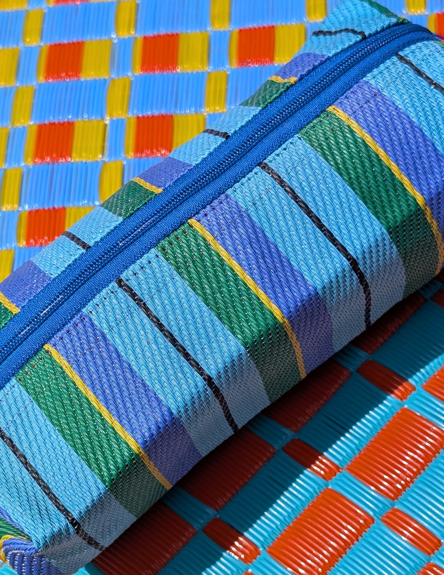 Recycled striped pencil case