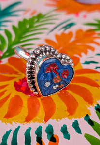 Floral folk heart rings