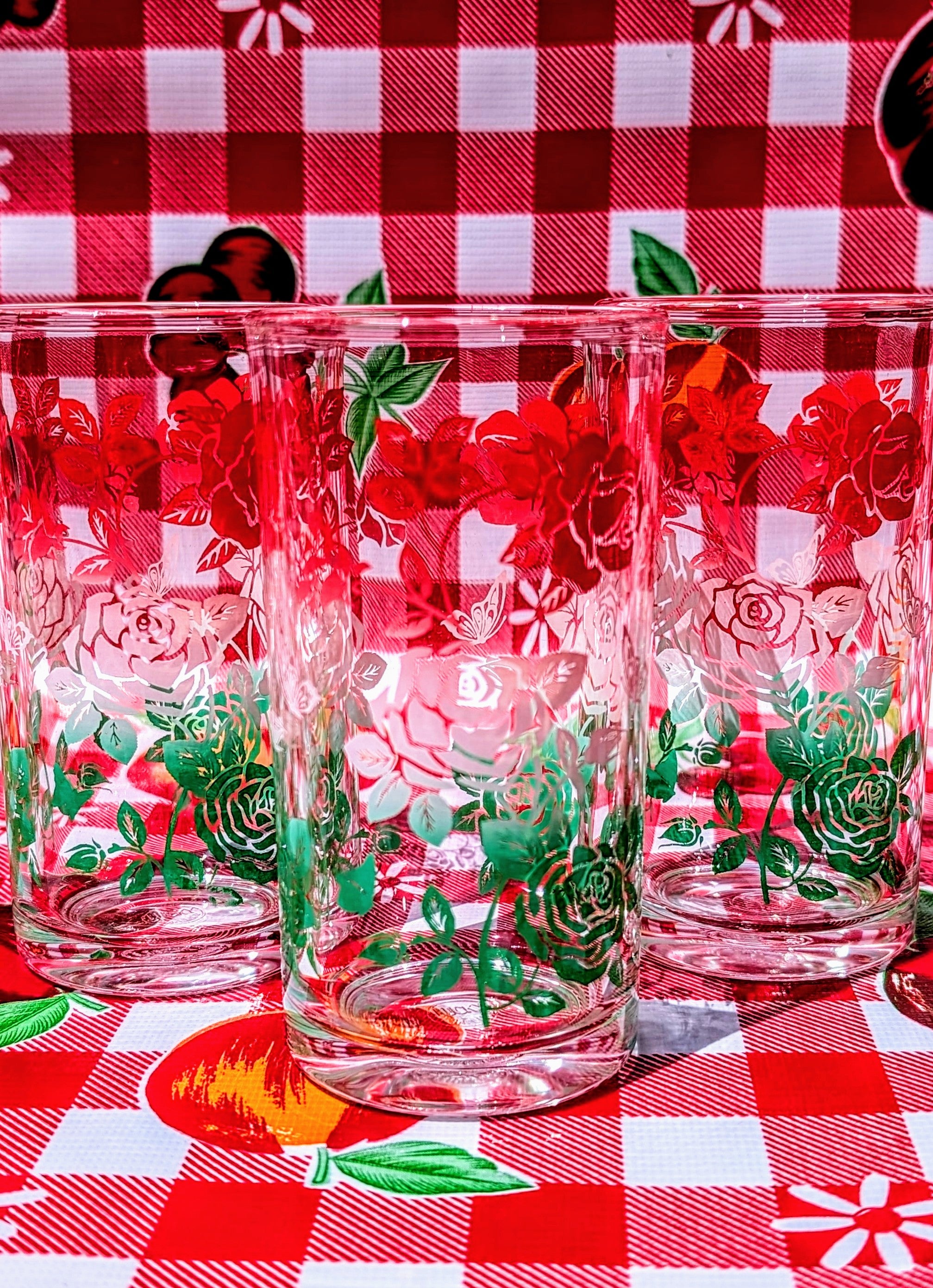 Kitschy floral glasses