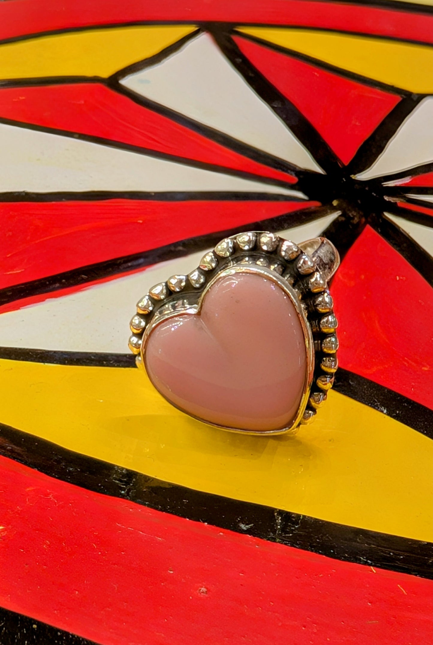 Gorgeous glass sacred heart rings